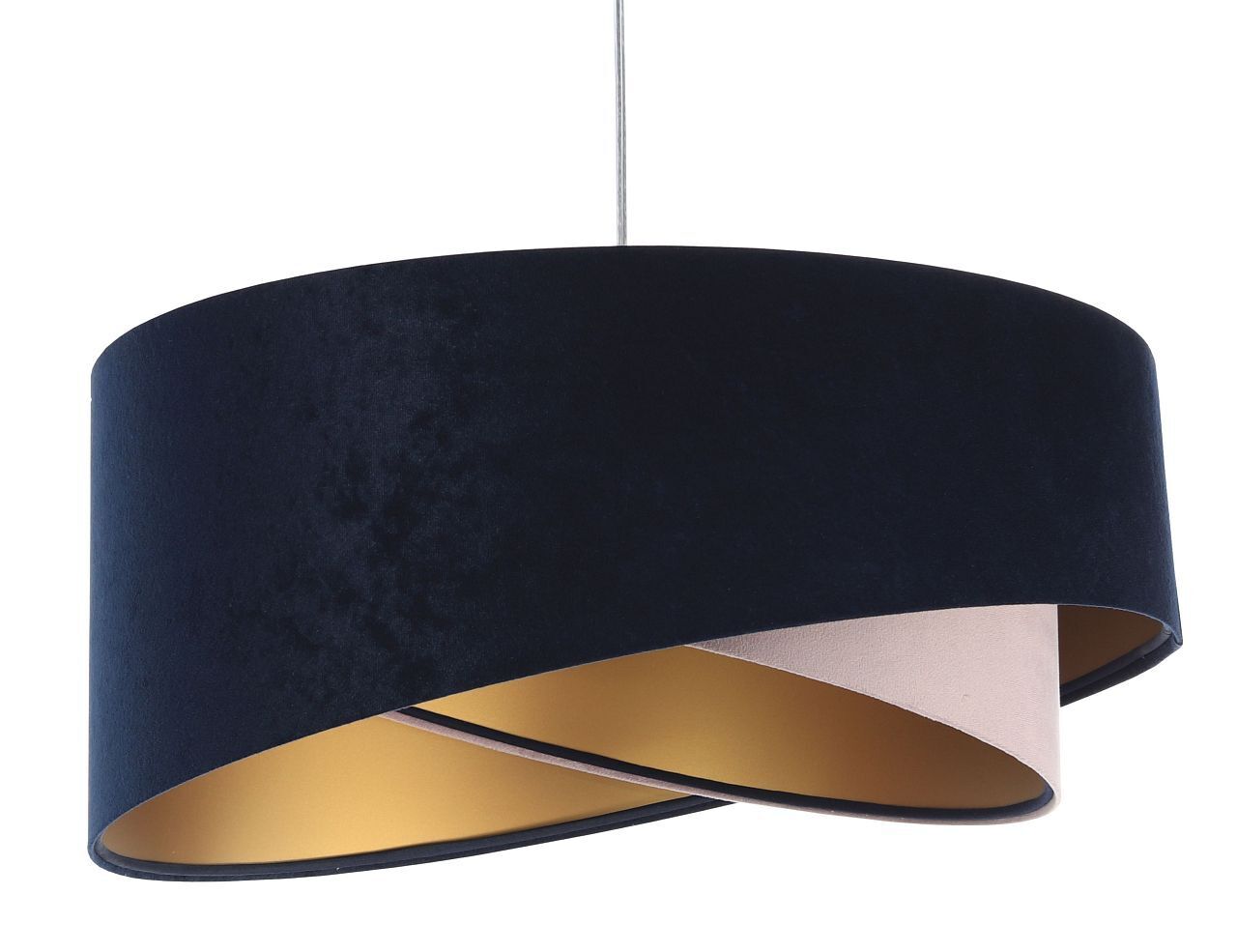 Lampe à suspendre Abat-jour en tissu bleu rose or E27 rond Ø 50 cm
