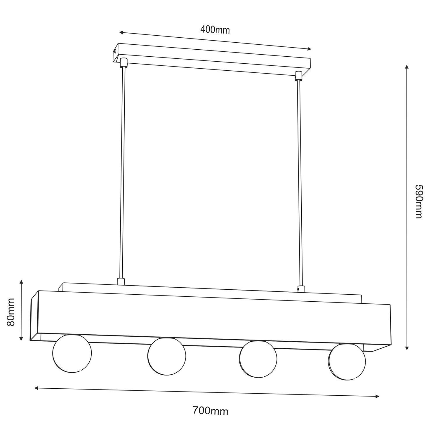 Pendelleuchte Holz Metall 4-flmg 76 cm in Schwarz Natur Bogen, Architektur