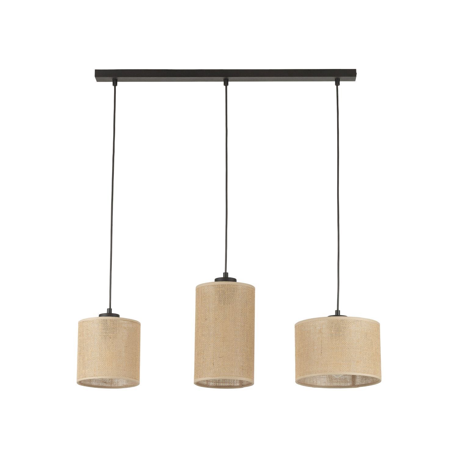 Suspension 3 flammes tissu métal L : 79 cm E27 Boho
