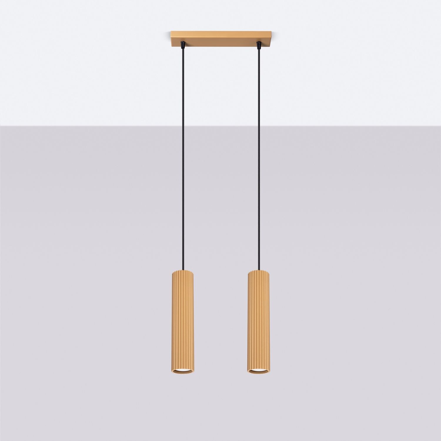 Suspension GU10 à 2 flammes en aluminium L : 30 cm en or Suspension GU10 à 2 flammes en aluminium L : 30 cm en or