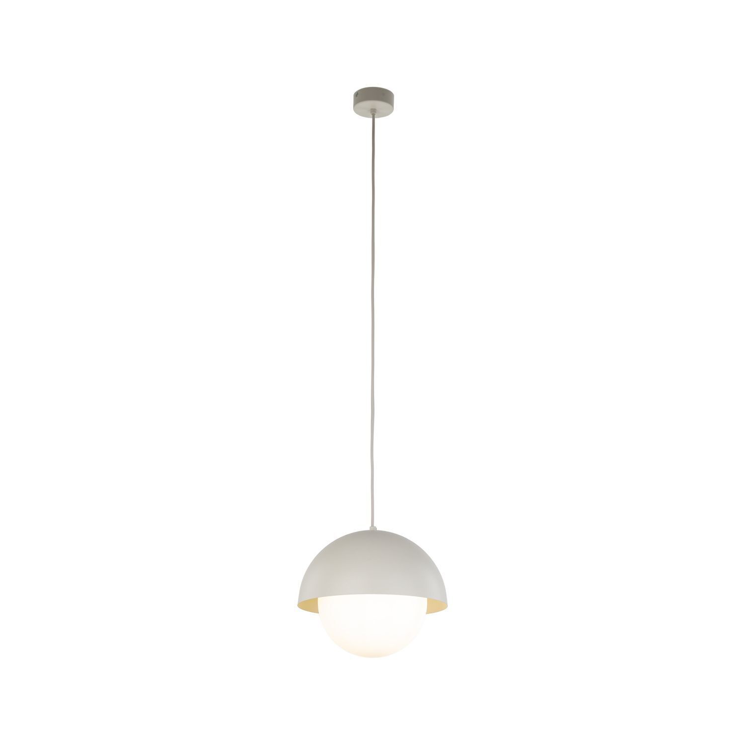 Hängelampe Metall Glas D: 27cm H: max. 160cm Beige Weiß E27 Lampe, Deckenleuchte, Leuchte