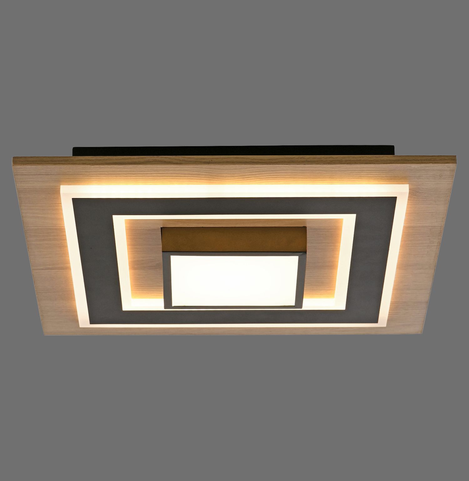 LED Deckenlampe Holz Metall 2150 lm wohnlich blendarm Deckenleuchte