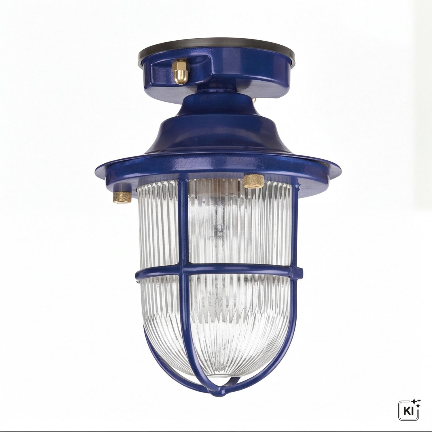 Außenleuchte Glas Echt-Messing E27 IP54 Ø 16 cm Blau