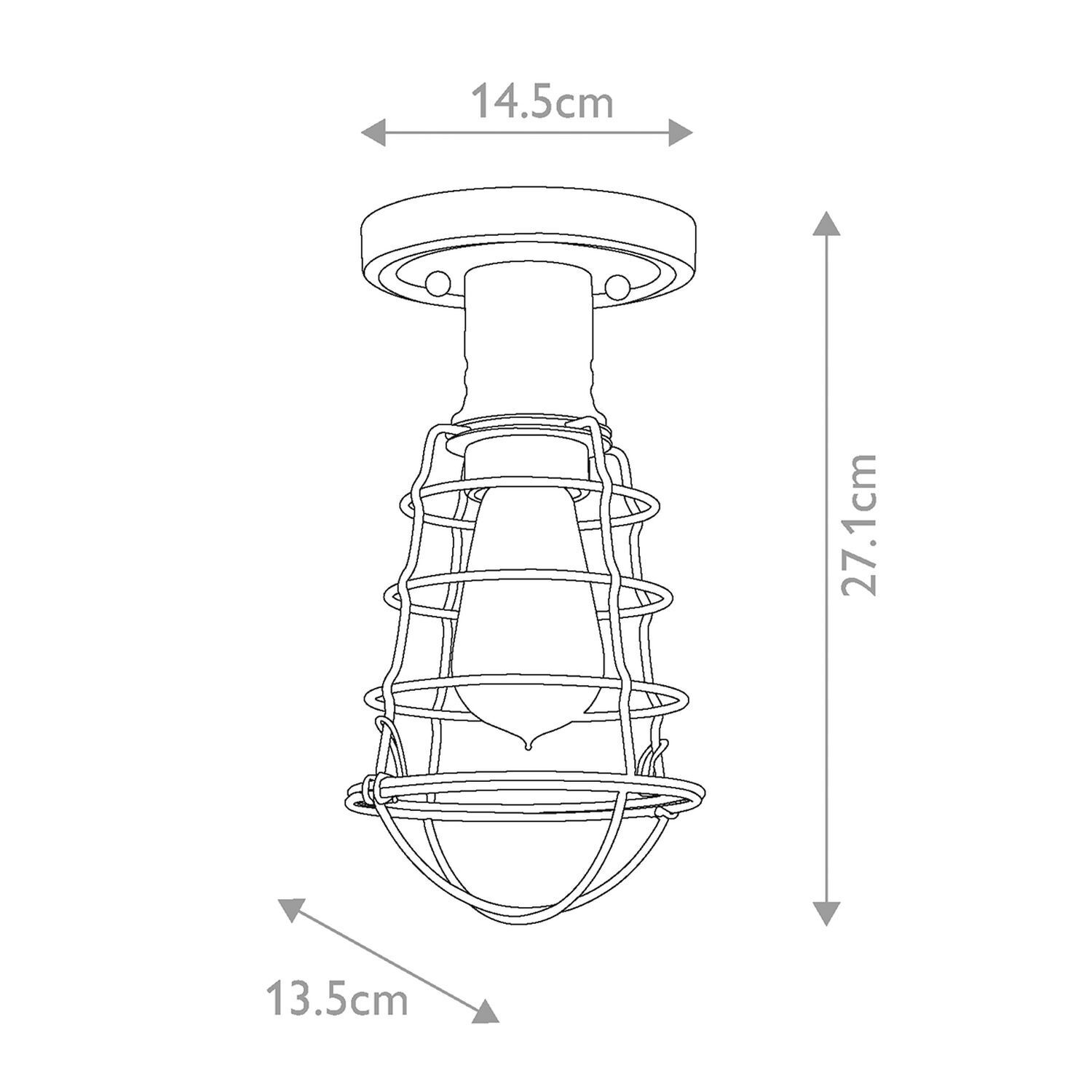 Deckenlampe klein Metall Ø 14,5 cm in Chrom poliert Vintage Wandleuchte, pendelleuchte, Metall, Gitter, Klemmfassung