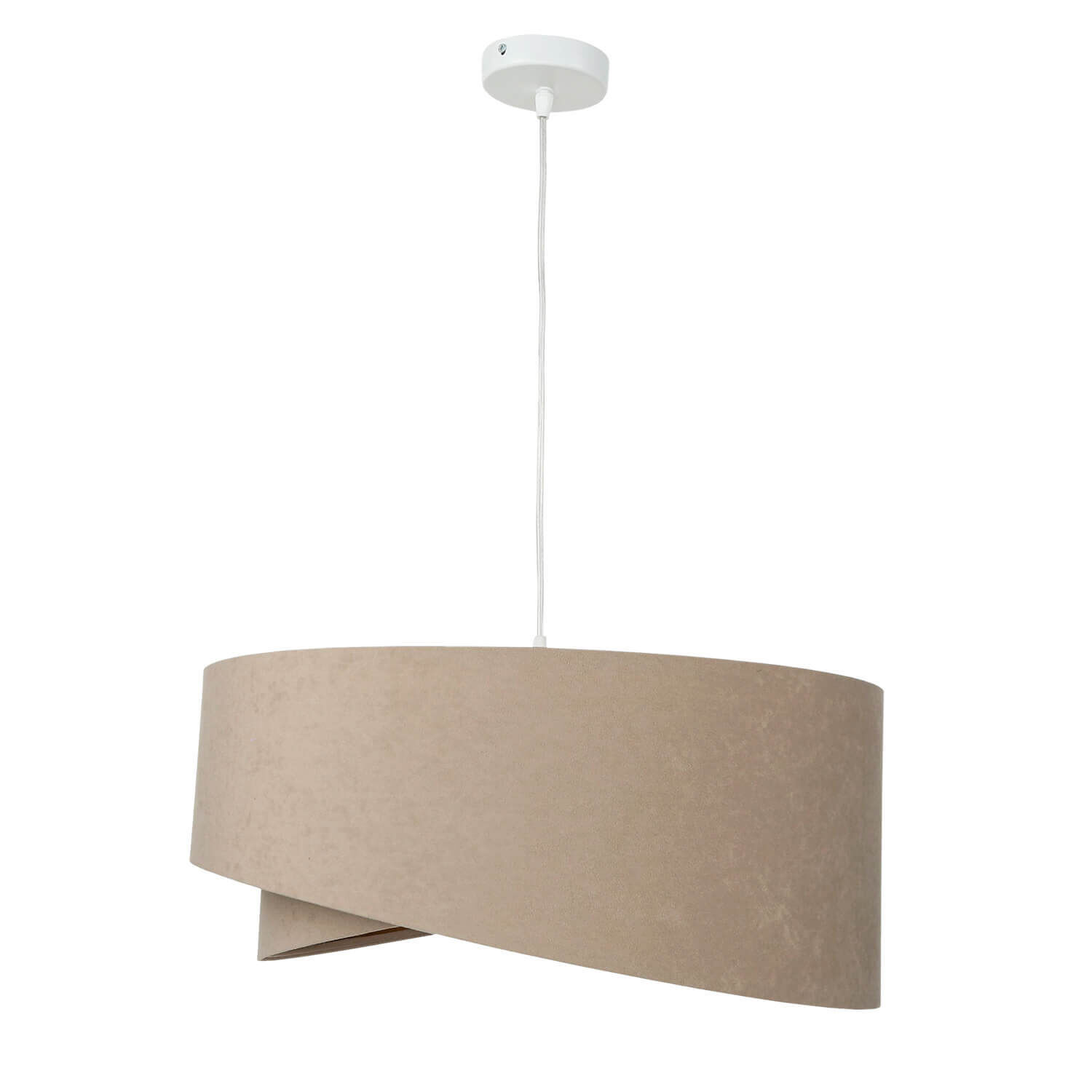 Hängelampe rund Beige Gold Ø50cm Esstisch Stoff Lampe