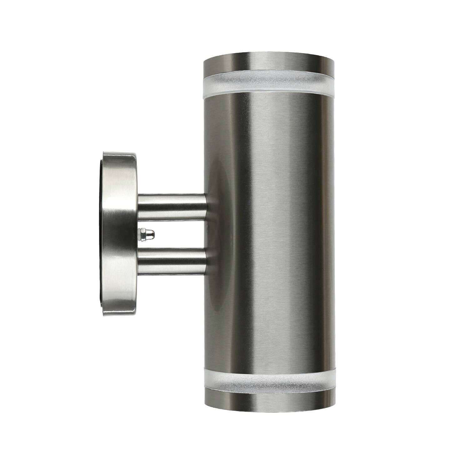 Außenwandleuchte Edelstahl GU10 IP44 H: 23 cm 2-flammig Stahl, Zylinder