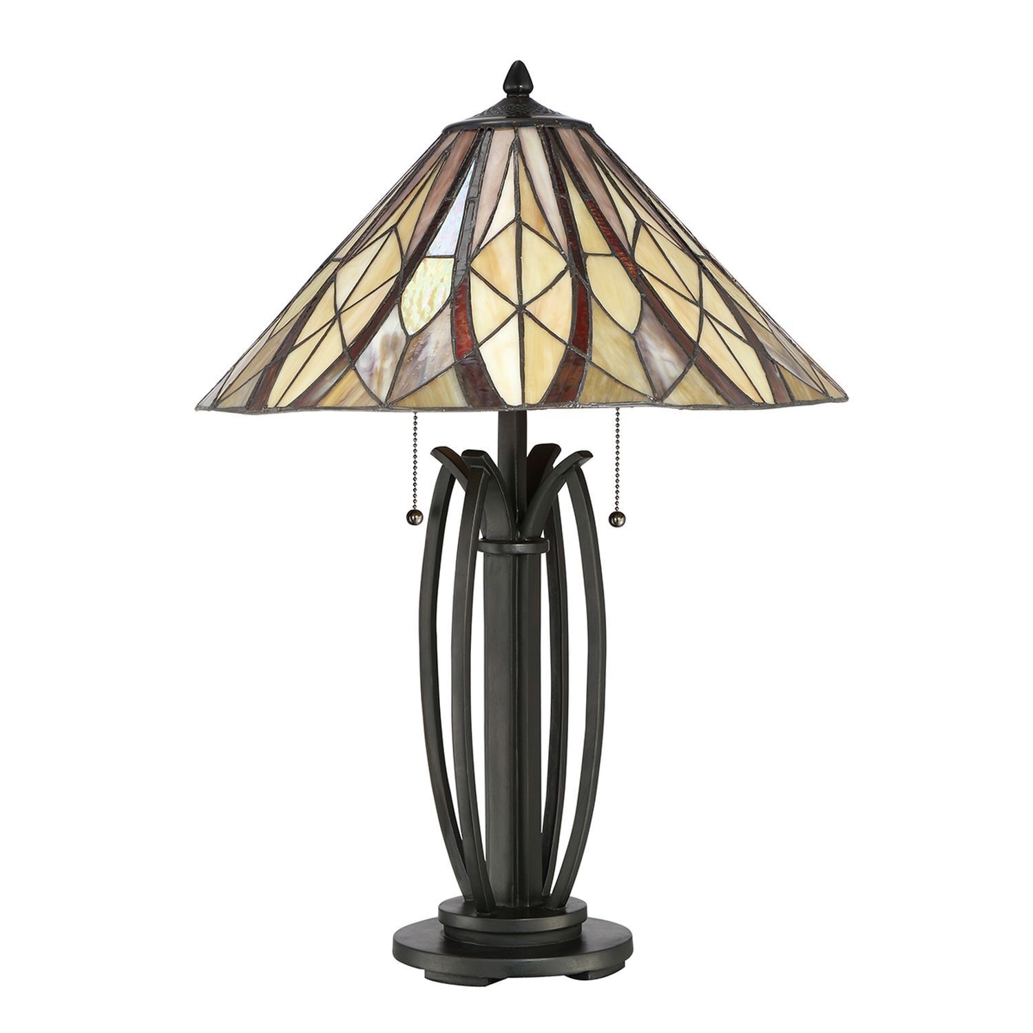 Tischleuchte Tiffany Stil E27 65 cm 2 Zugschalter Lampe, Tischlampe, Lampenschirm
