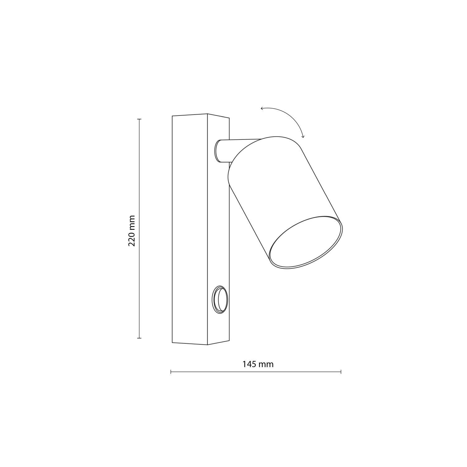 Wandspot Metall mit Schalter Braun GU10 verstellbar H: 22 cm
