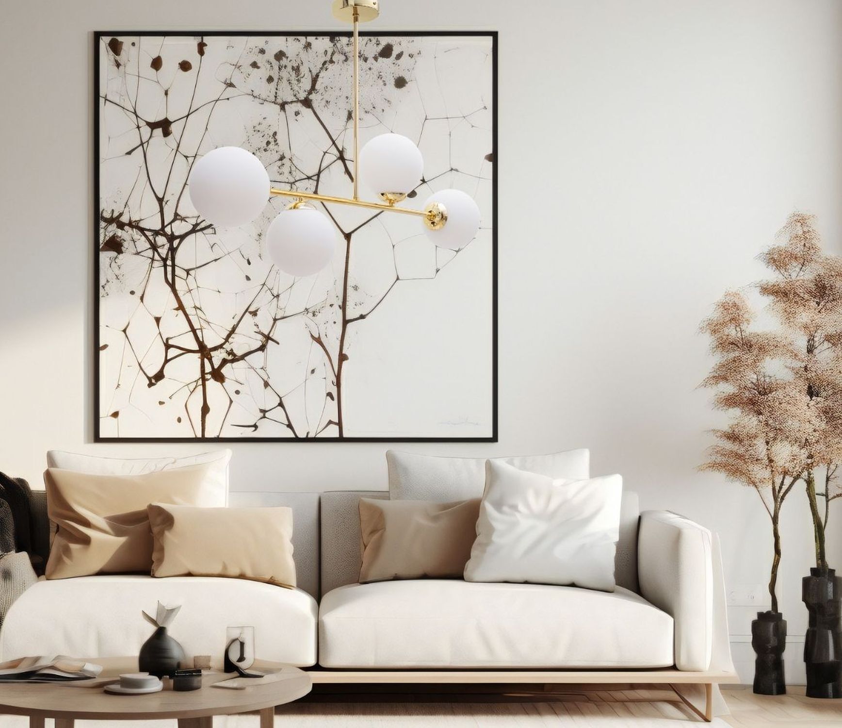 Goldene Deckenlampe Glaskugeln blendarm 4-flmg Metall Innenarchitektur, Inneneinrichtung, Kissen, Luftballon, Lampe