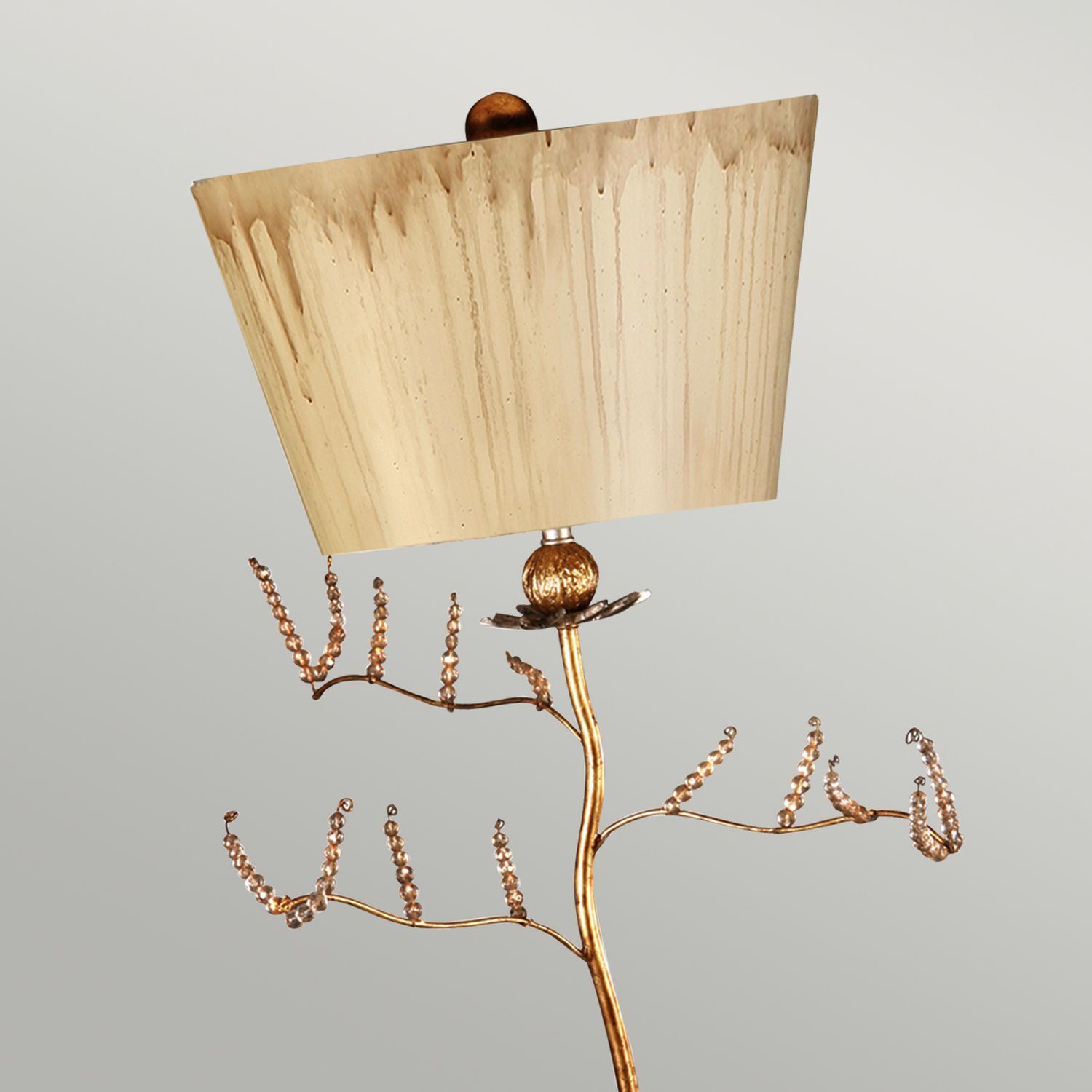 Tischleuchte Metall Stoff in Silber Creme 91cm kunstvoll Lampe, Lampenschirm