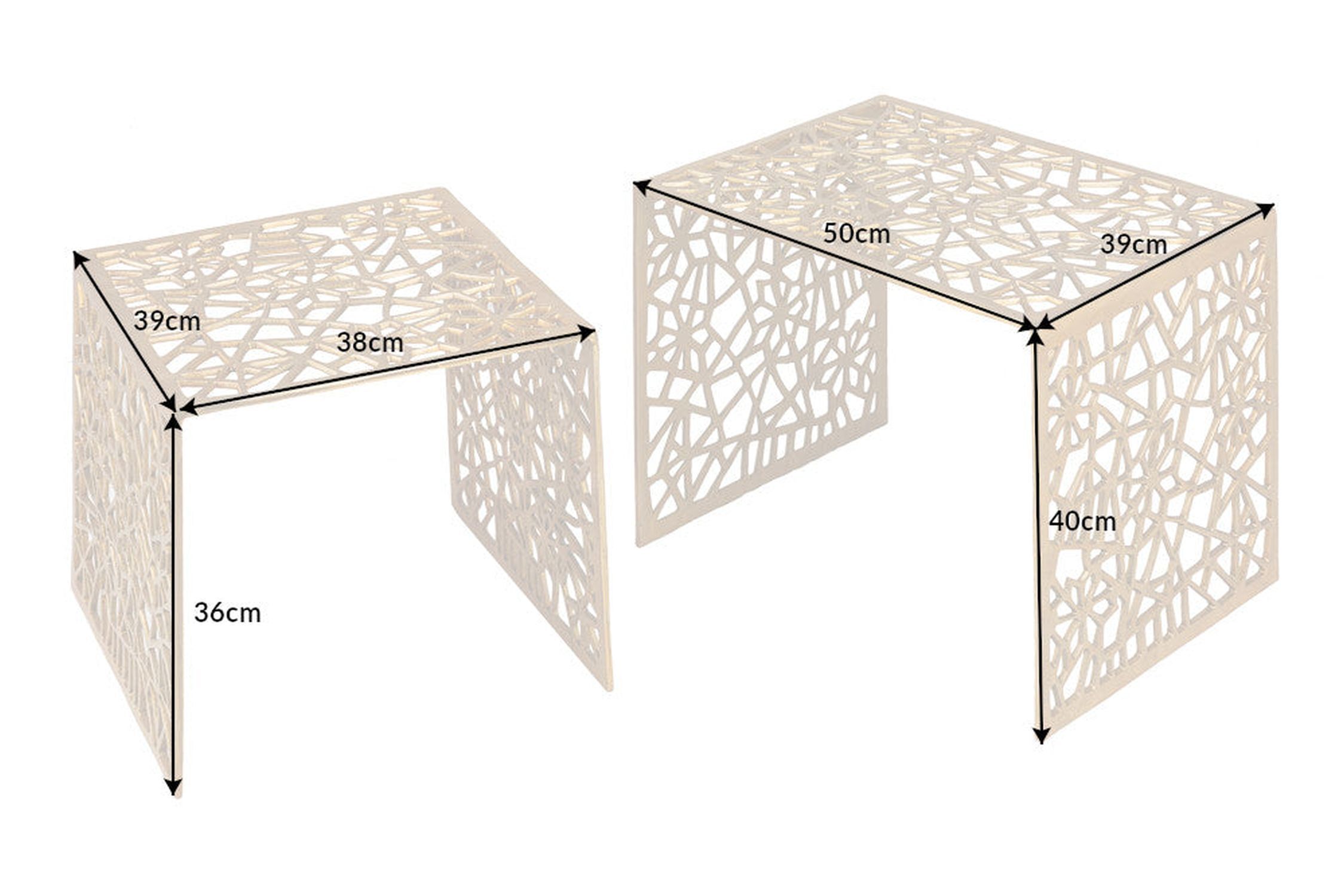 Couchtisch 2er Set Metall in Gold eckig Handarbeit