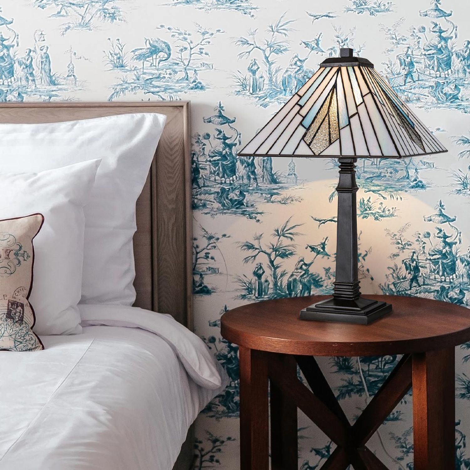 Tischlampe Tiffany Stil 50,4 cm Buntglas Metall E27 Lampe, Bett, Mobiliar, Schreibtisch, Tabelle