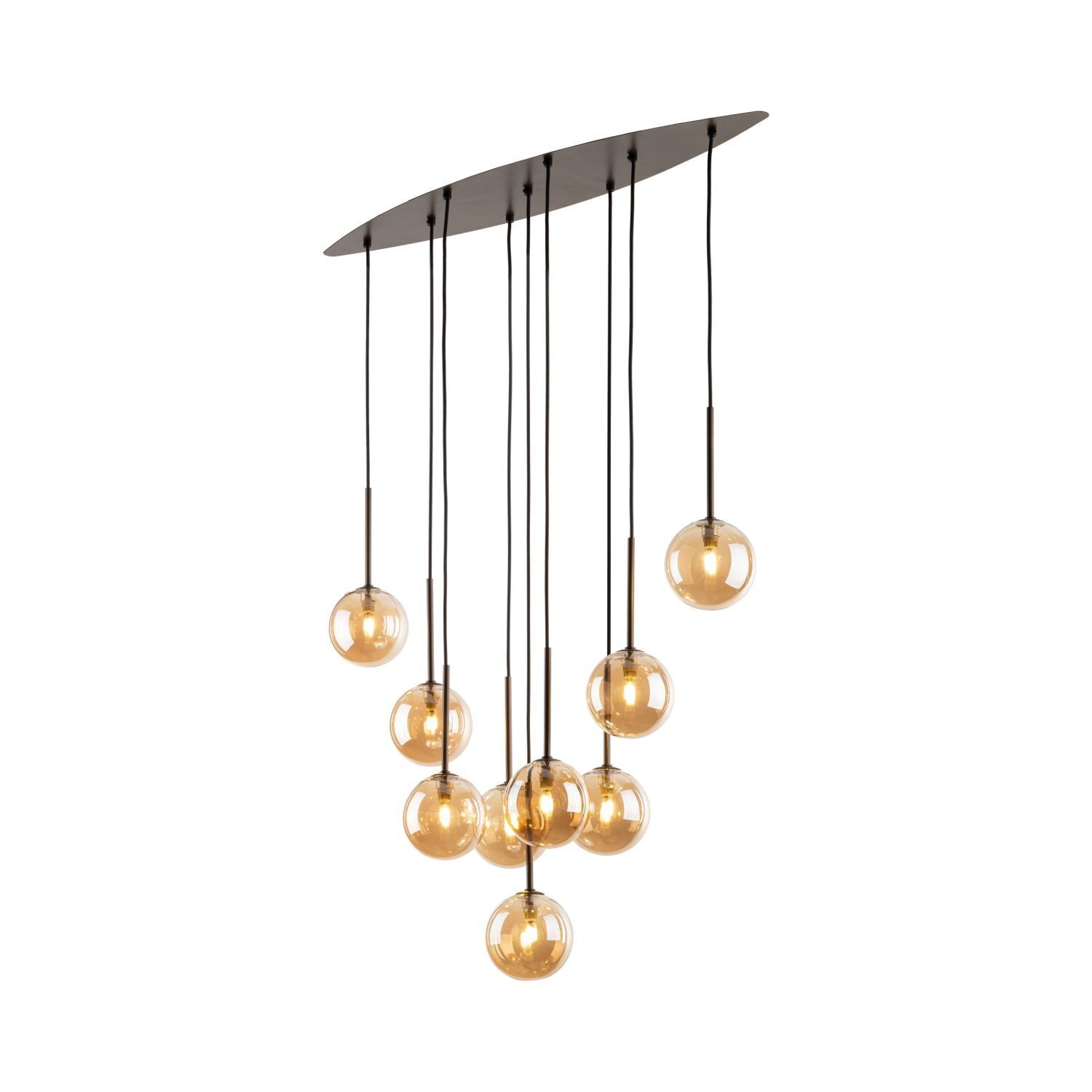 Pendelleuchte Braun zeitlos 90 cm Glas G9 Stahl modern Hängelampe, Glühbirnen, Kugelleuchten, Pendellampe, Beleuchtung
