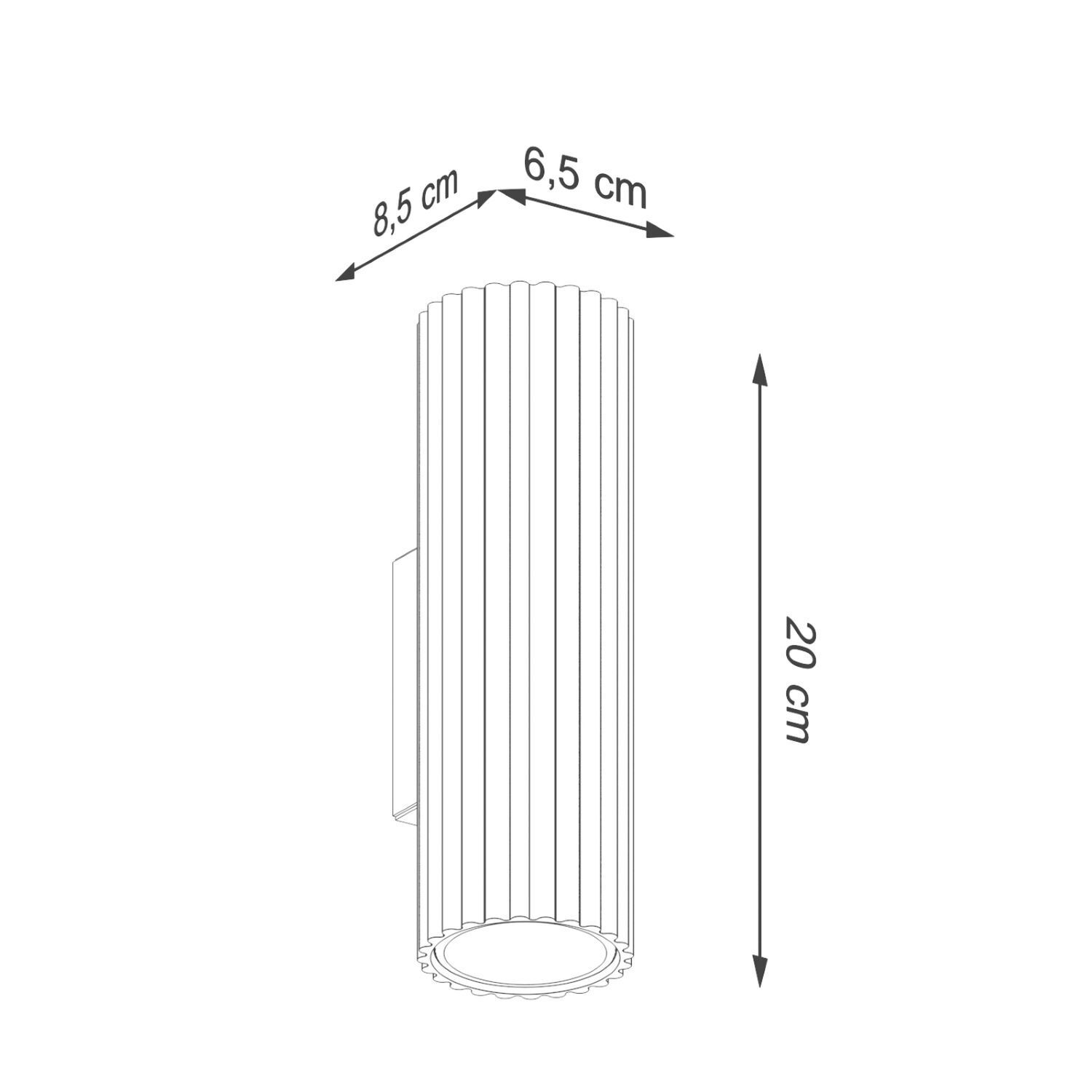 Applique indirecte 2x GU10 H : 20 cm Crème Moderne Zylinder