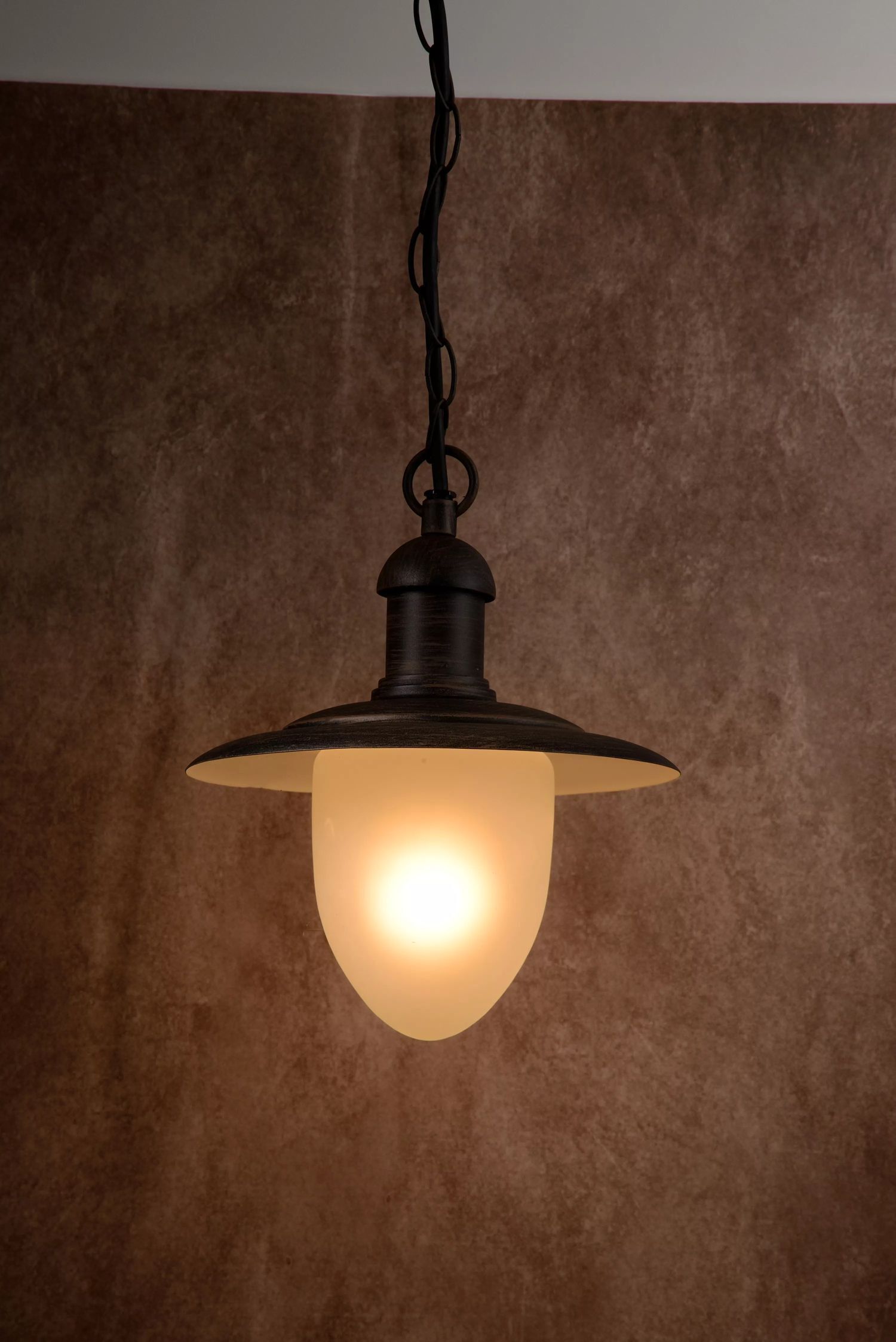 Outdoor Pendelleuchte Metall Glas Rostbraun IP44 Lampe, Leuchte
