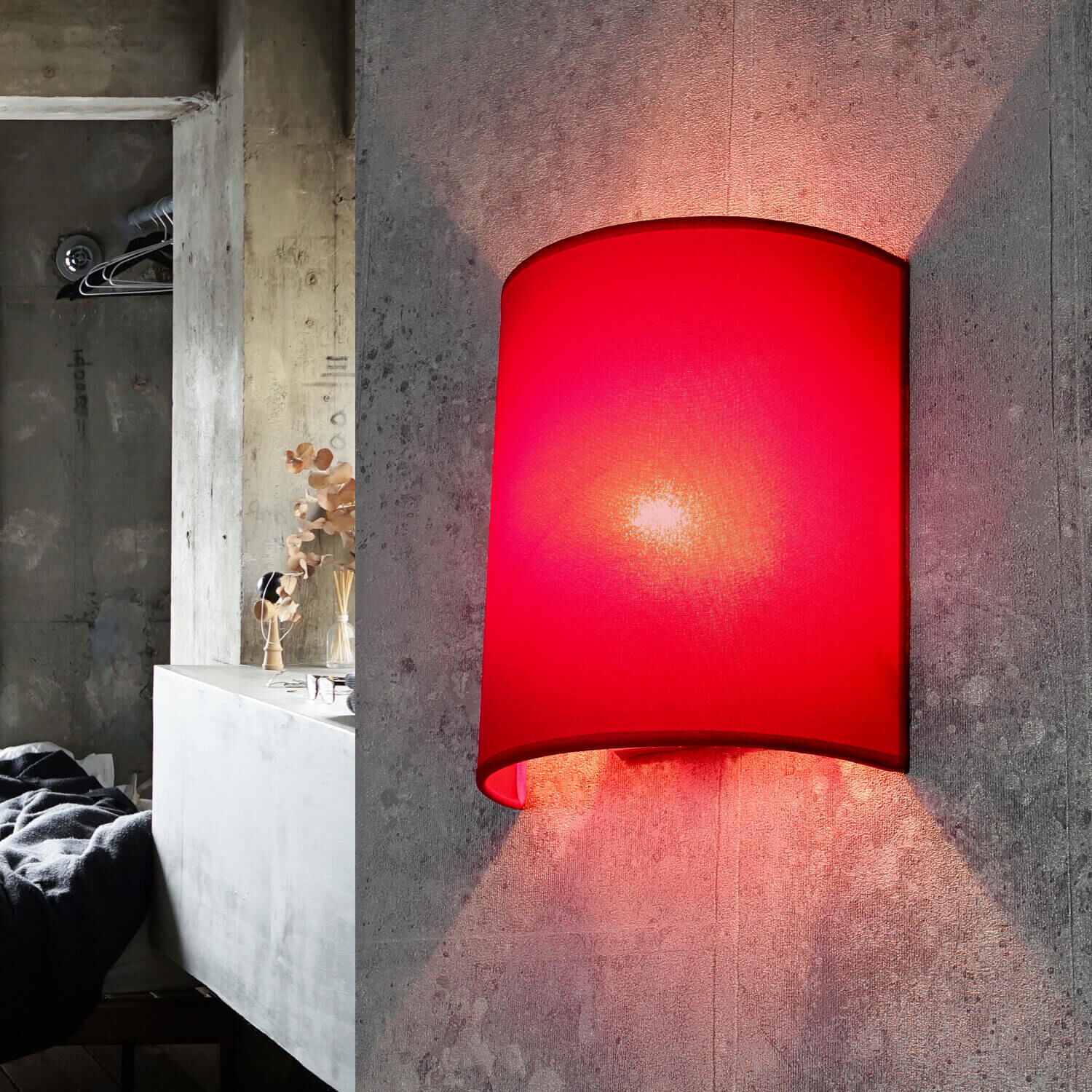 Loft Wandleuchte Stoff Schirm Pink halbrund E27 ALICE Lampe