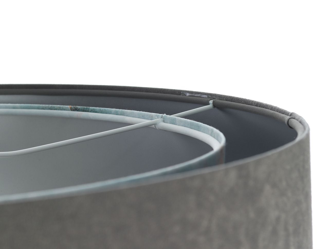 Pendelleuchte Stoffschirm Ø 50 cm rund Grau Hellblau Silber Lampe, Lampenschirm