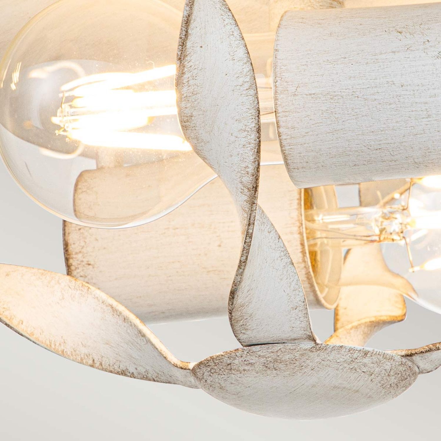 Deckenlampe Landhausstil D: 33 cm rund Shabby Weiß Antik Lampen, Hängerlampe, Metall, Grau, Glühbirne