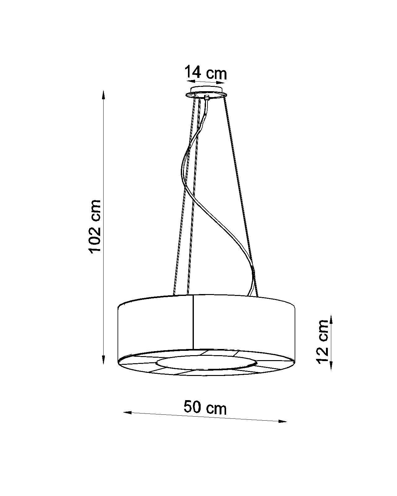 Suspension tissu noir Ø 50 cm rond 5x E27