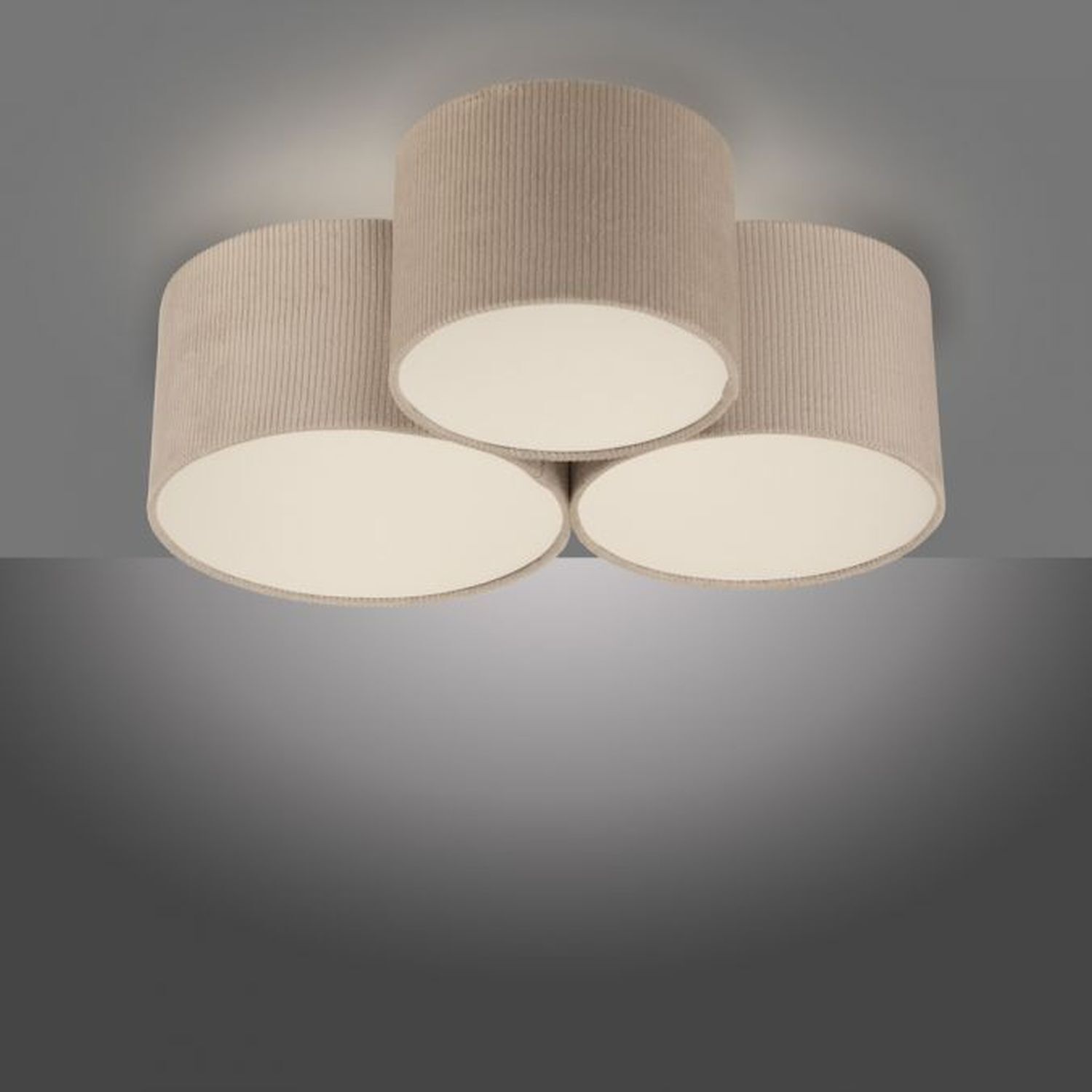 Wohnliche Deckenlampe Beige E27 L:70 cm 3-flmg blendarm