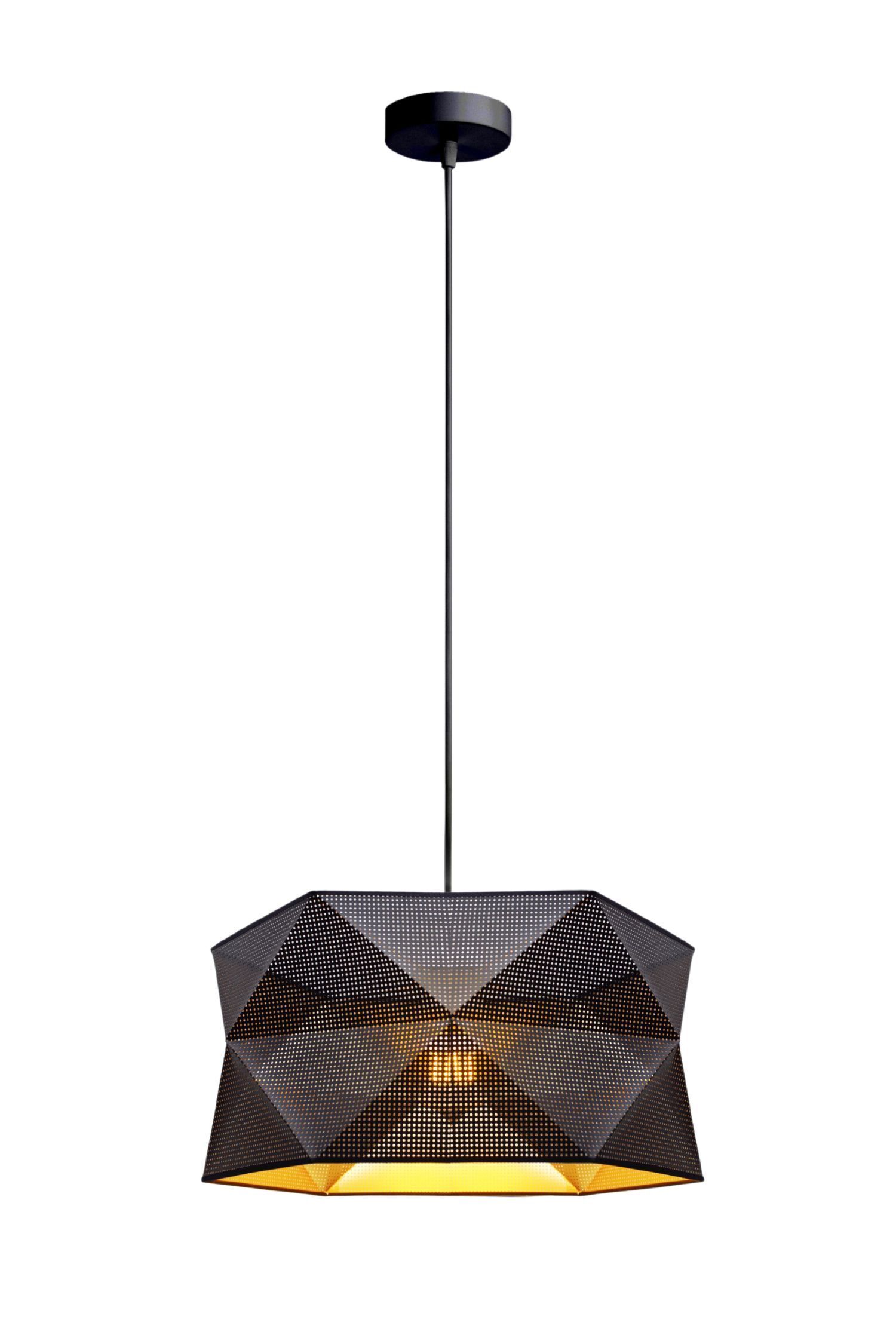 Moderne Hängelampe Stoffschirm wohnlich E27 L:70 hängelampe, pendelleuchte, geometrisch, metall, dunkelbraun/Schwarz