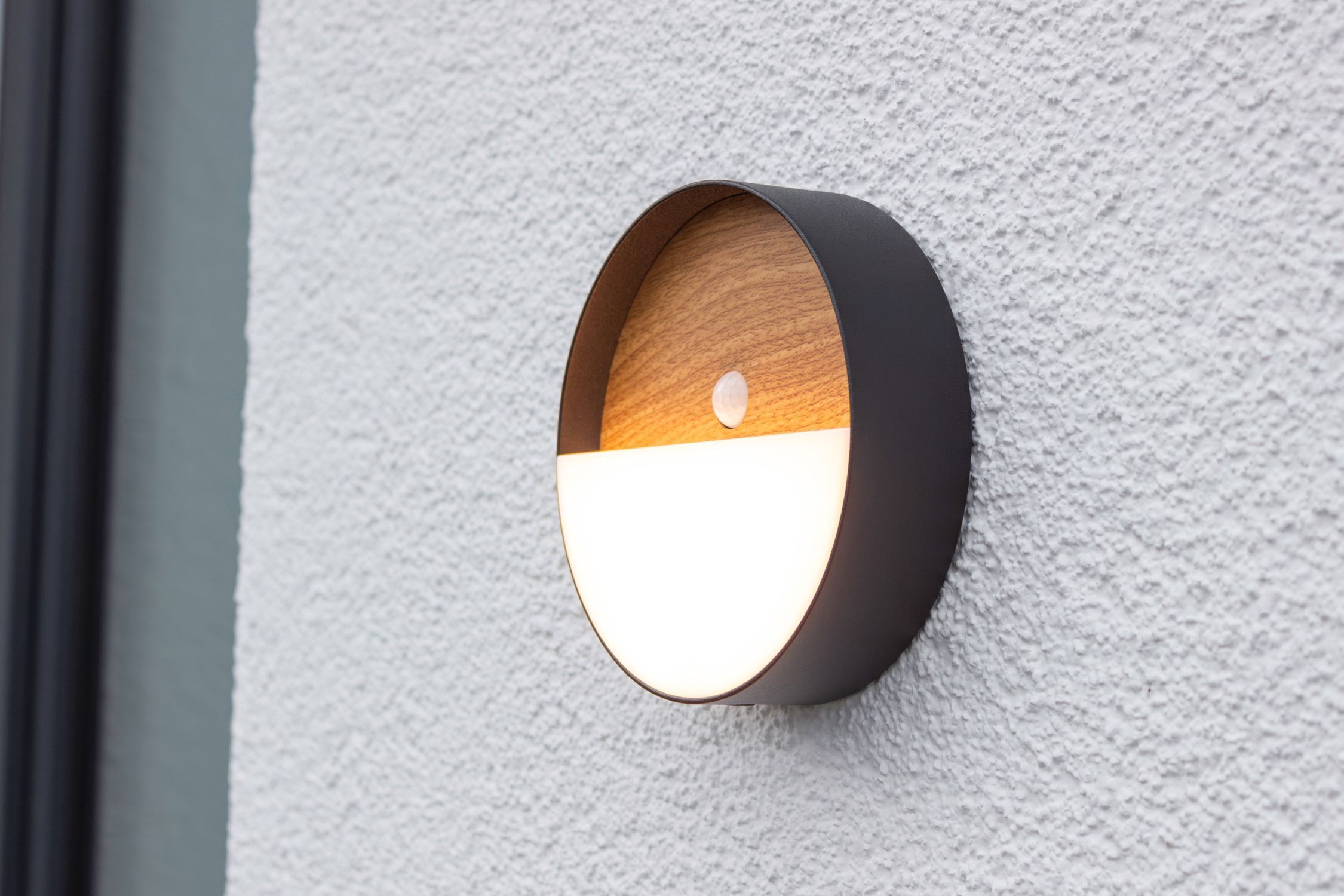 LED Wandlampe Bewegungsmelder dimmbar Akku Ø15 cm Natur Loch, Klebeband