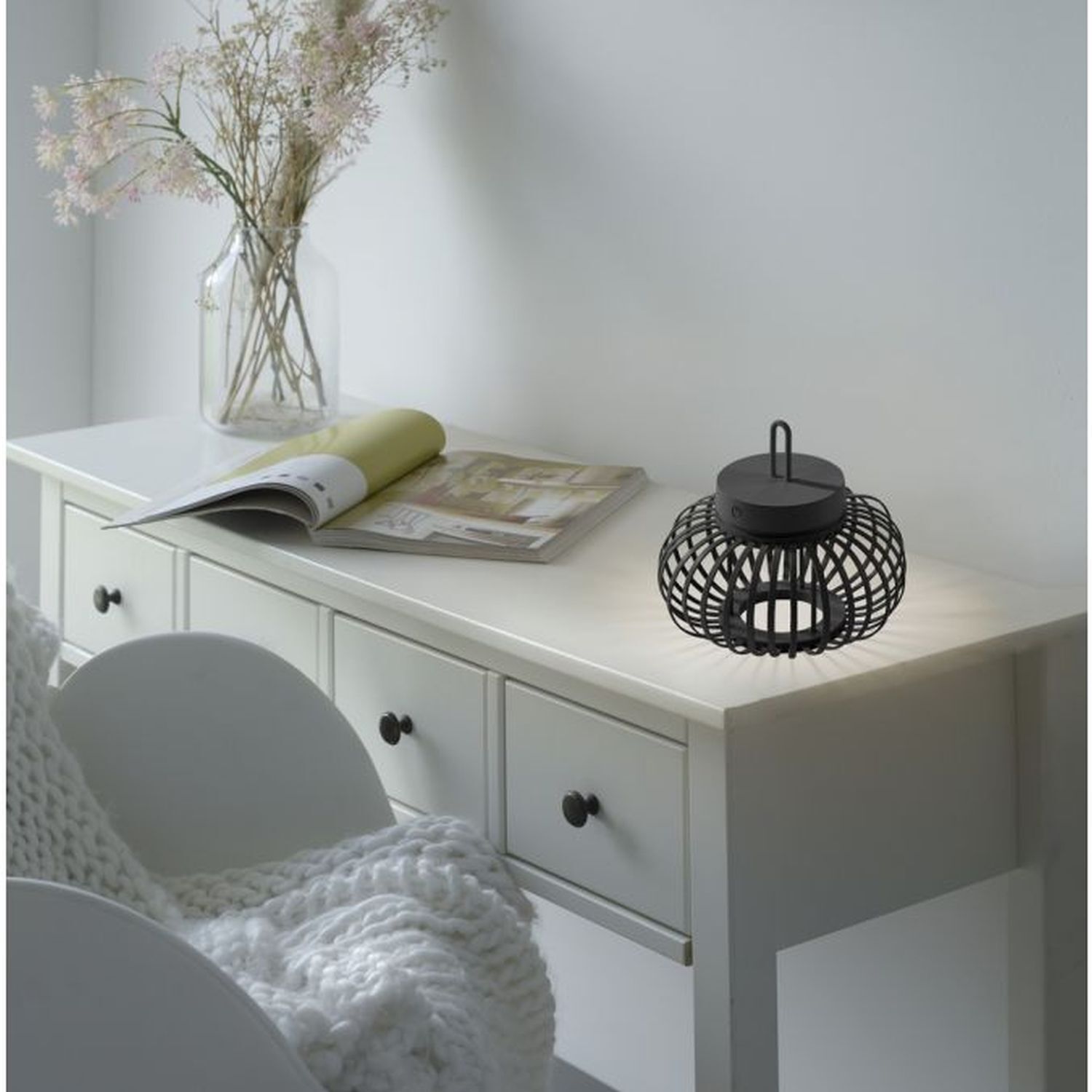 LED Akku Tischleuchte dimmbar 22 cm IP44 2 W Schwarz Moebel, Tabelle, Anrichte, Lampe