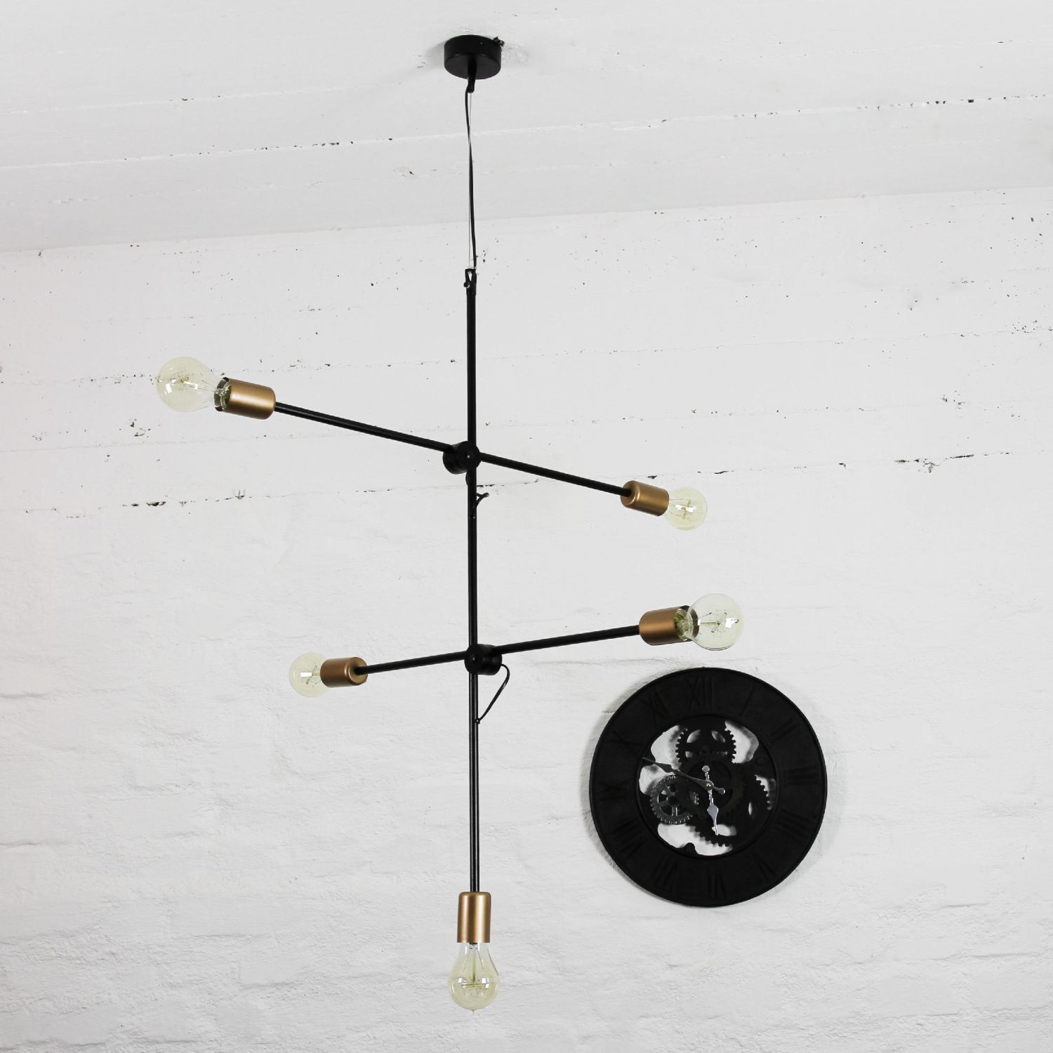 Hängelampe Schwarz Industrial Design verstellbar E27 Leuchter, Lampe, Deckenleuchte, Mace Club, Waffe