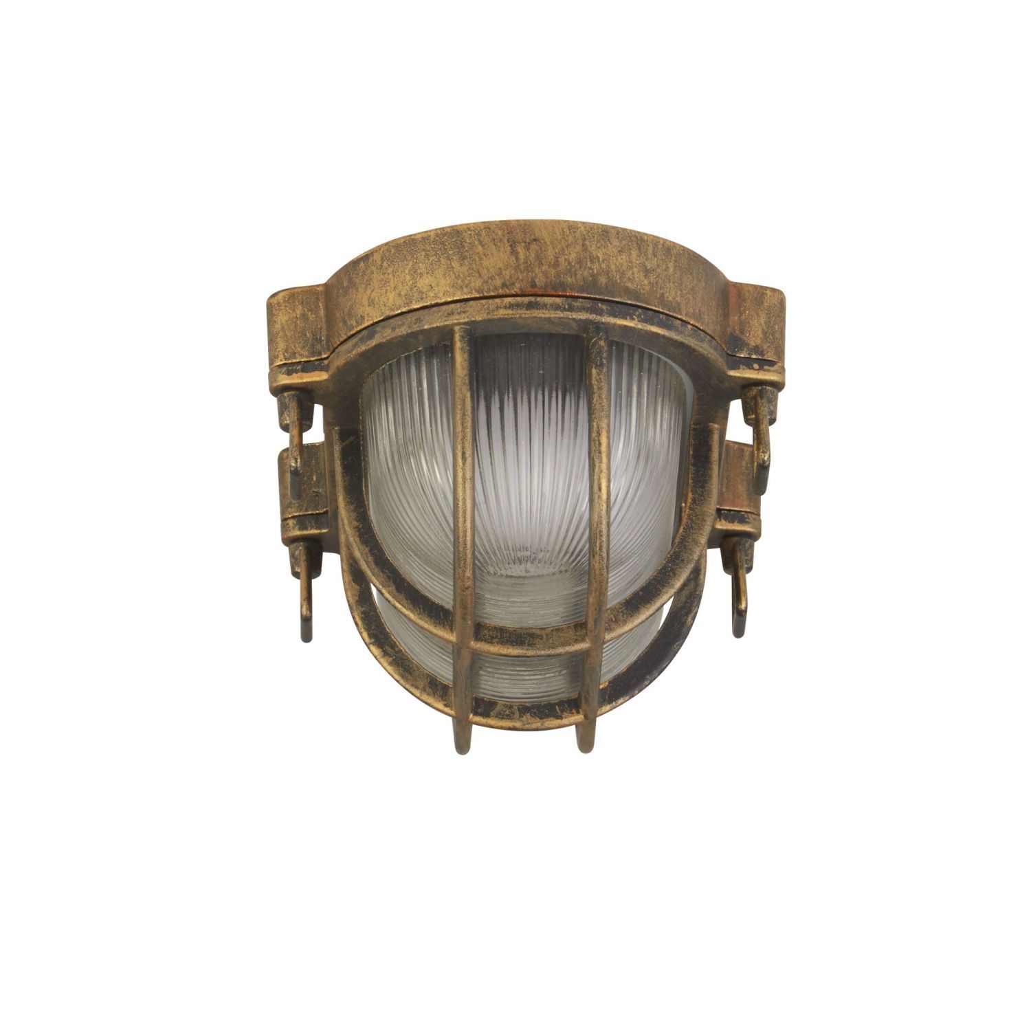 Wandlampe außen IP44 E27 in Gold Antik H: 25 cm Maritim