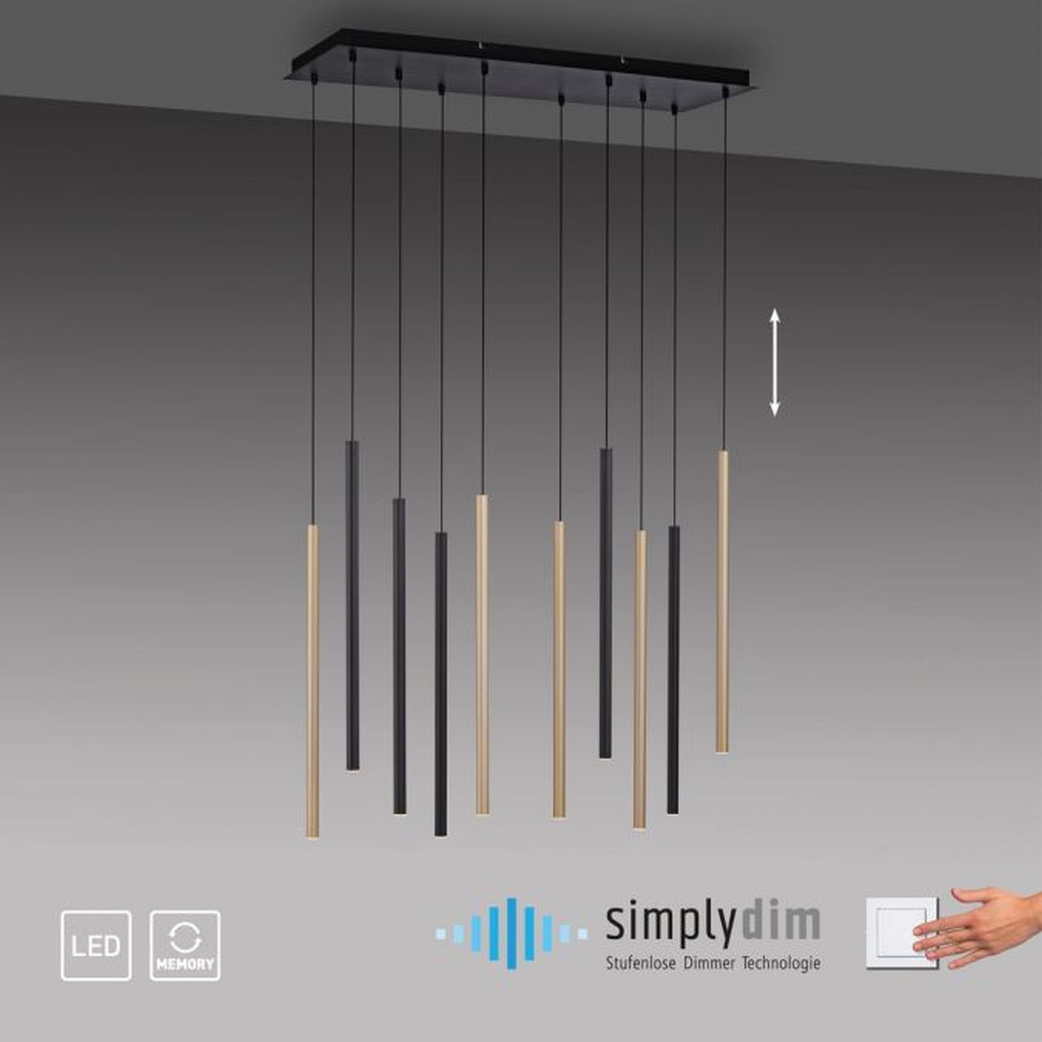 Suspension LED noir laiton métal dimmable Suspension LED noir laiton métal dimmable