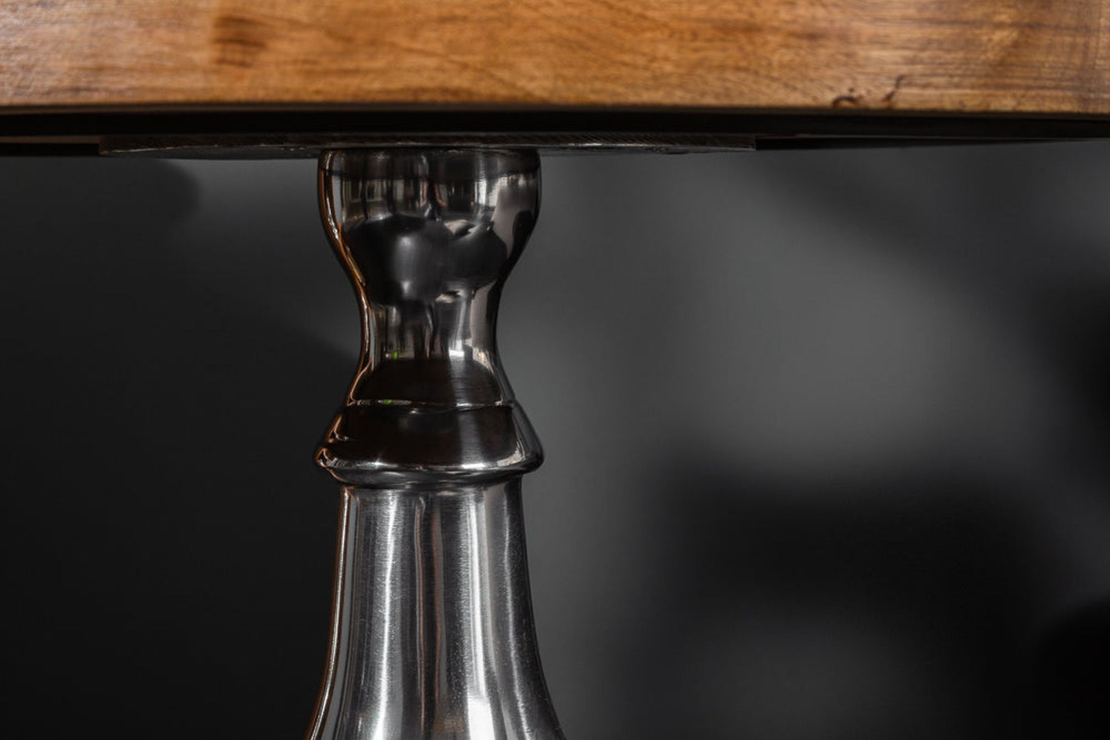 Beistelltisch Mango Holz Aluminium in Natur Chrom 51x51 cm Lampe