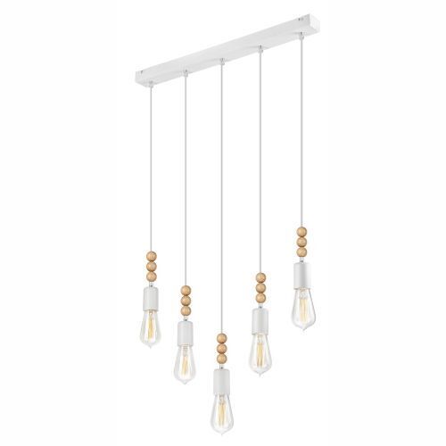 Weiß Pendelleuchte Holz 5xE27 lang Modern Esstisch