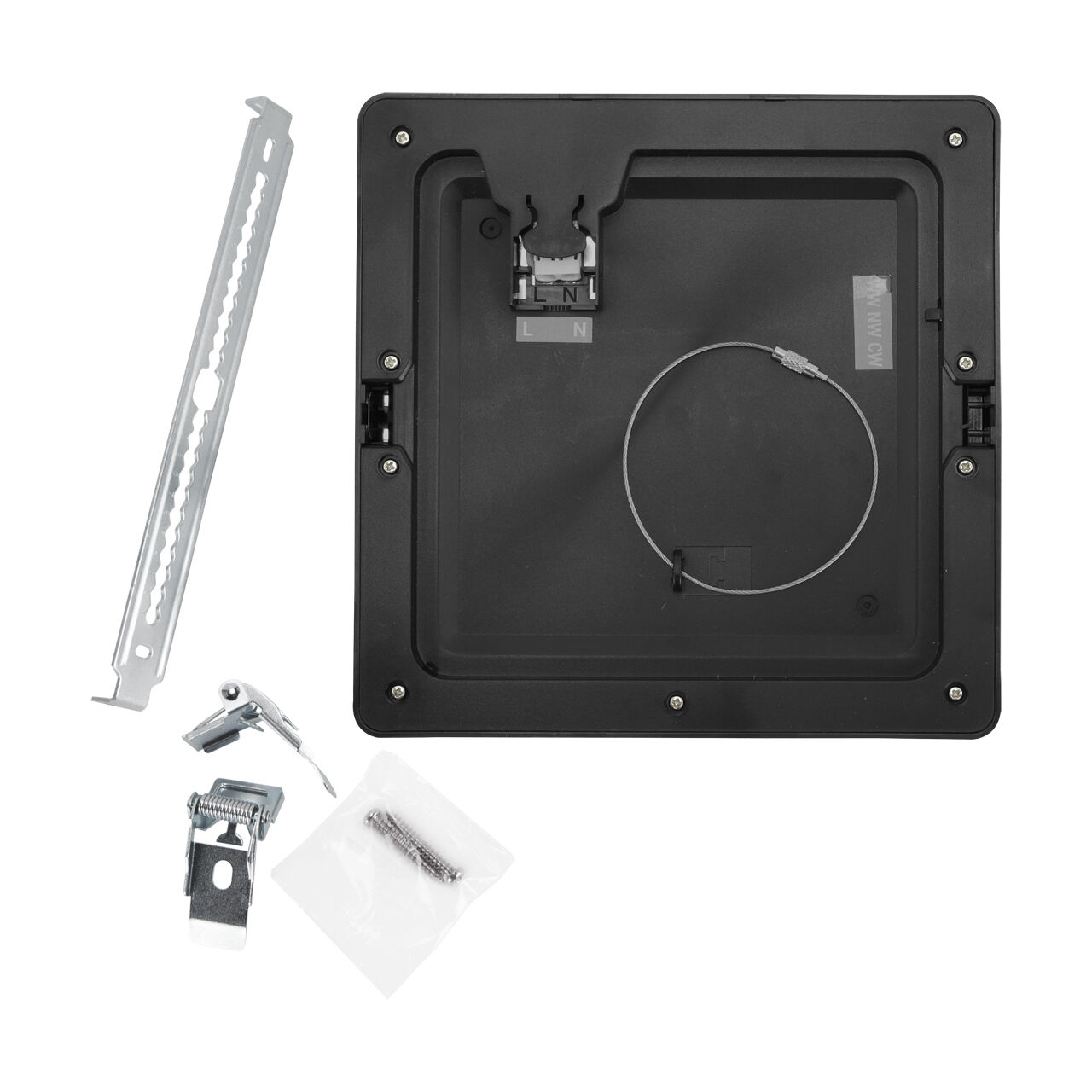 LED panel, Montagekit, Metallhalter, Schrauben, Steckkabel