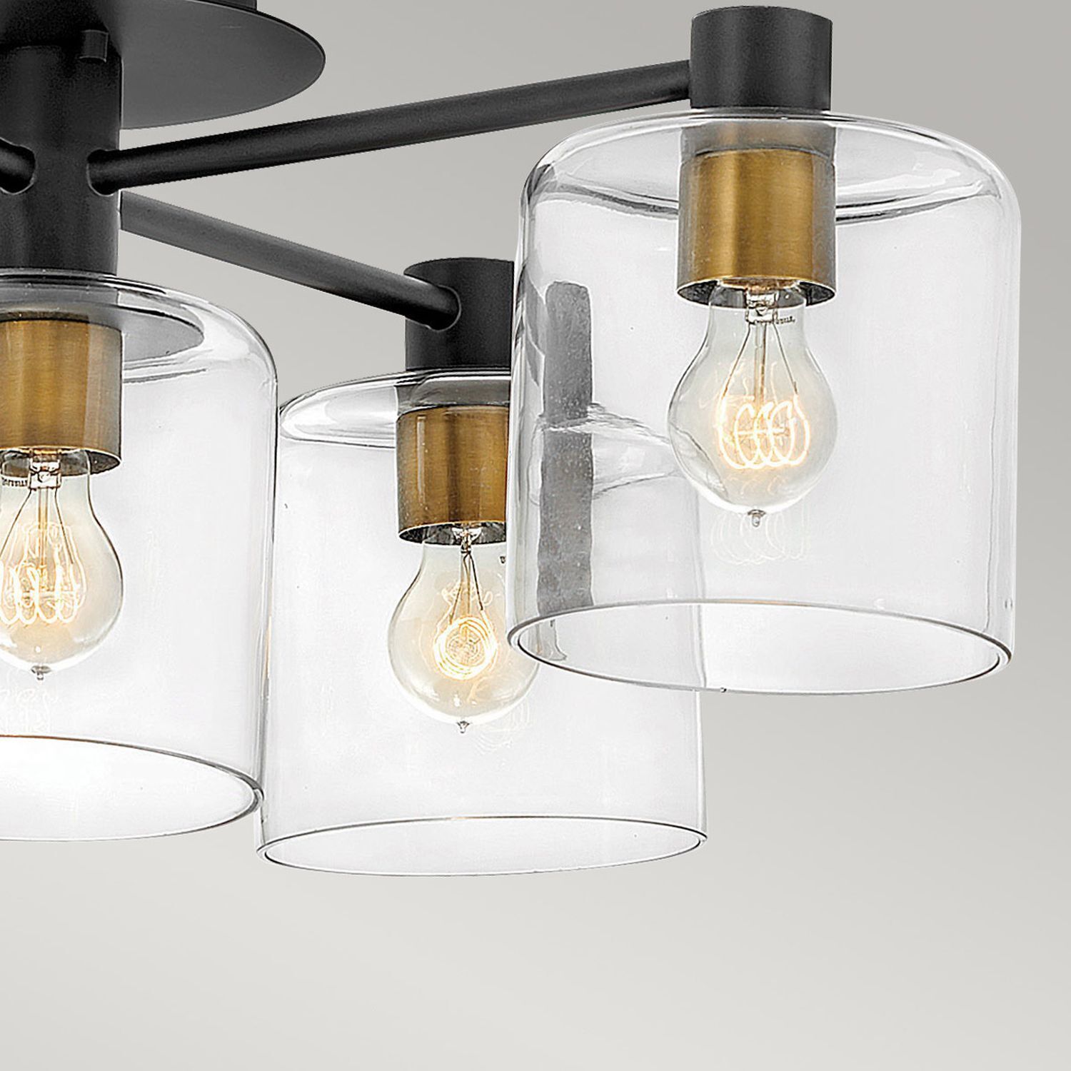 Deckenlampe Metall Glas E27 80,8 cm breit Vintage KAIRO Licht, Leuchte