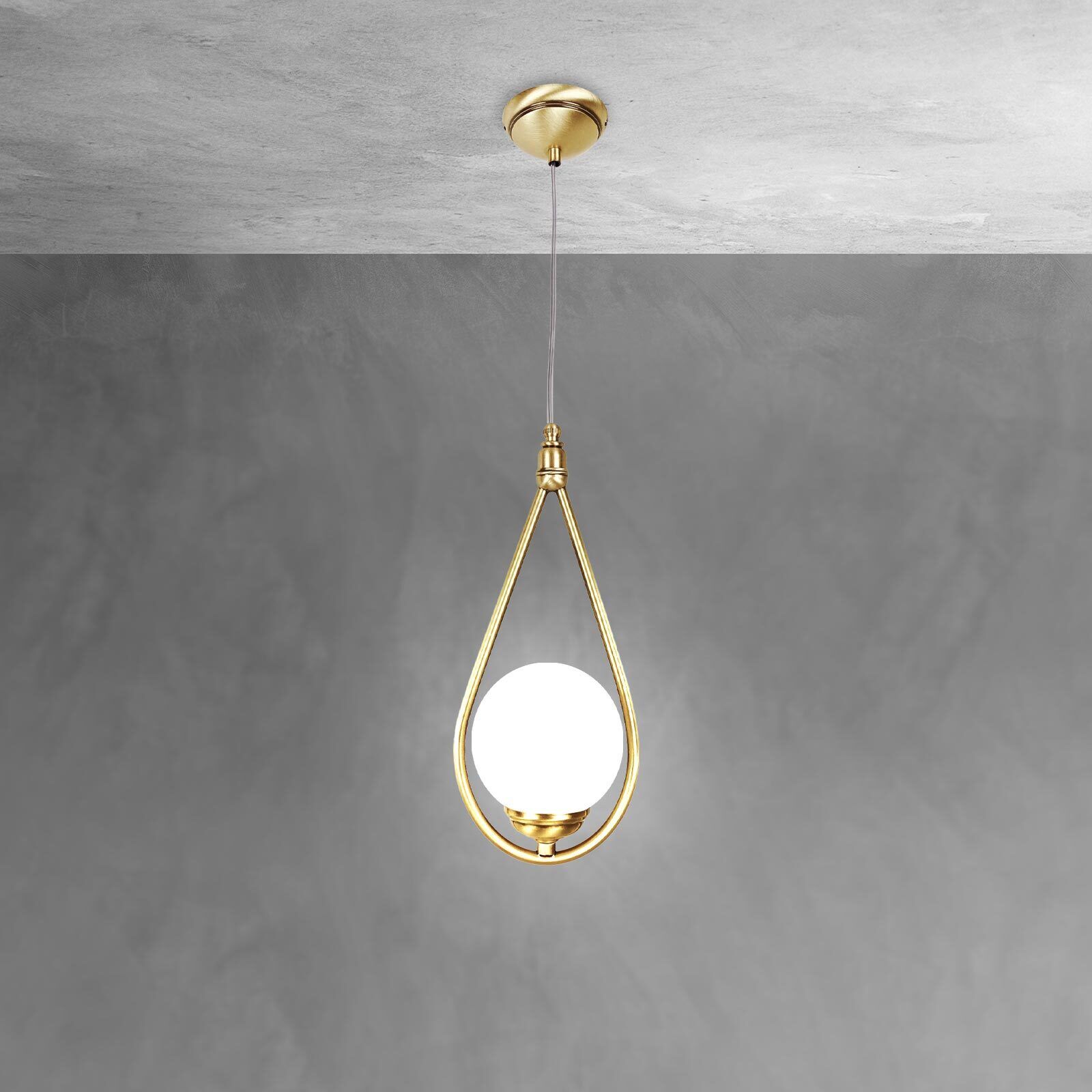 Lampe à suspendre en bronze clair blanc E14 laiton verre Art Nouveau Deckenleuchte, Lampe