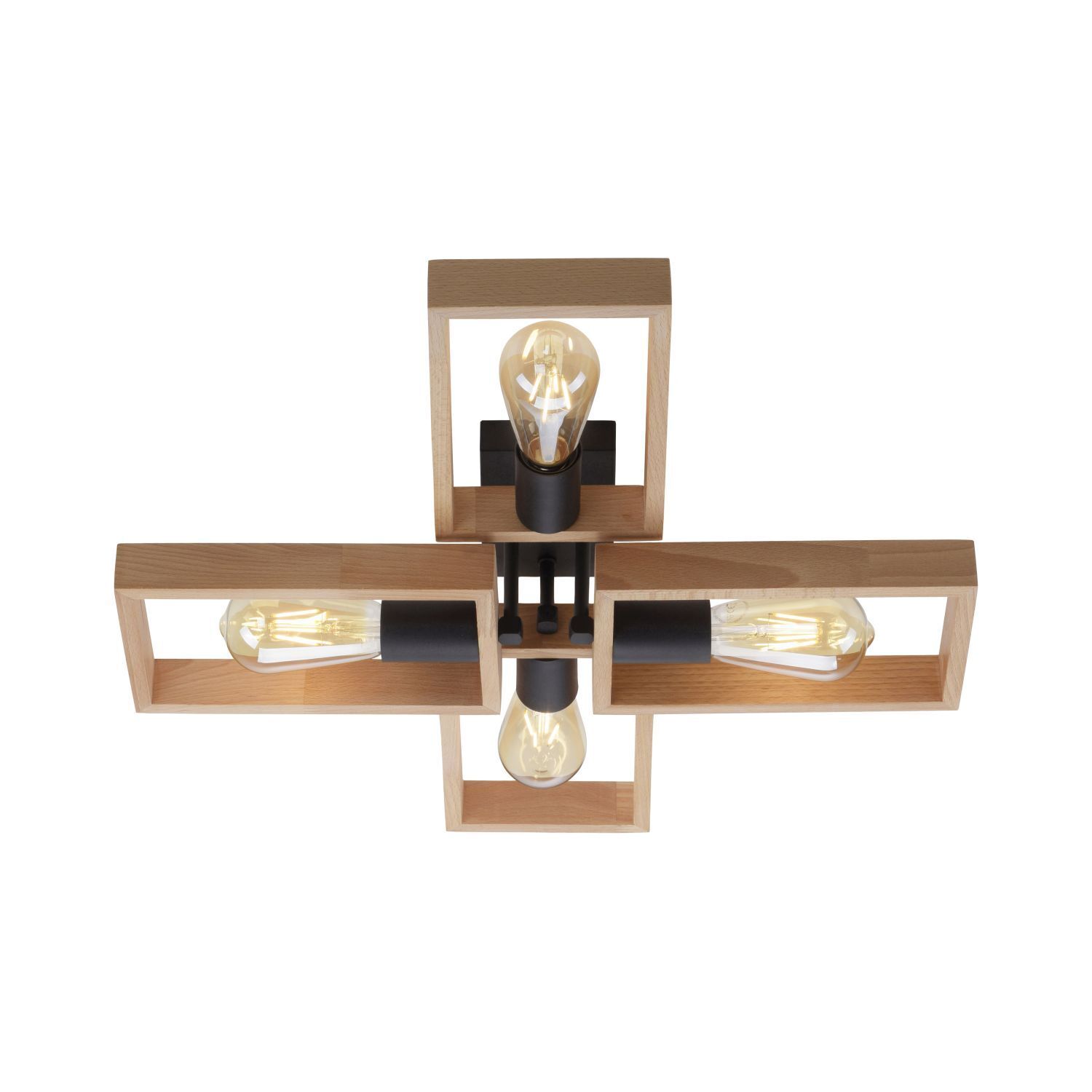 Natürliche Deckenlampe Retro Holz Metall L:62 cm E27