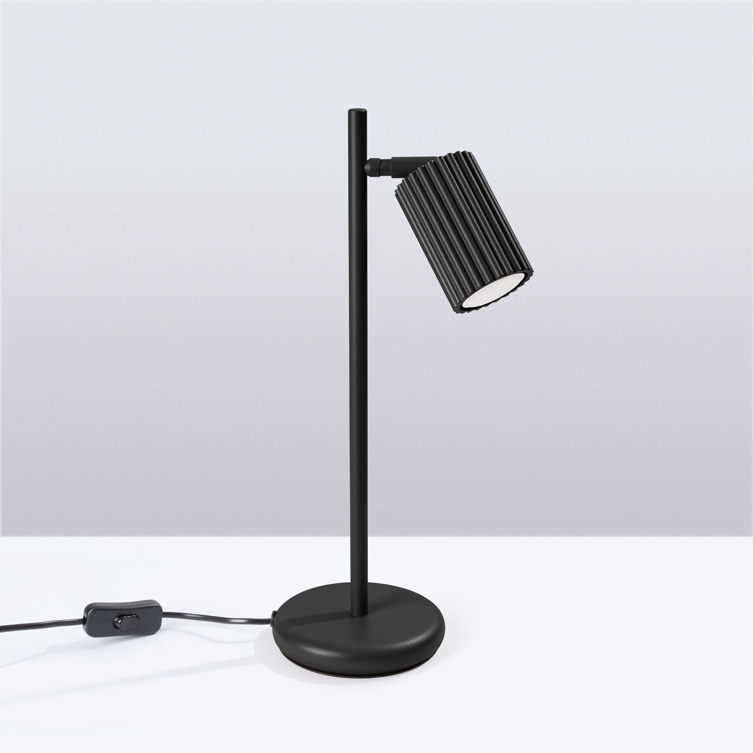 Schreibtischleuchte Schwarz H: 43 cm schwenkbar Aluminium GU10 Lampe, Tischlampe, Lampenschirm