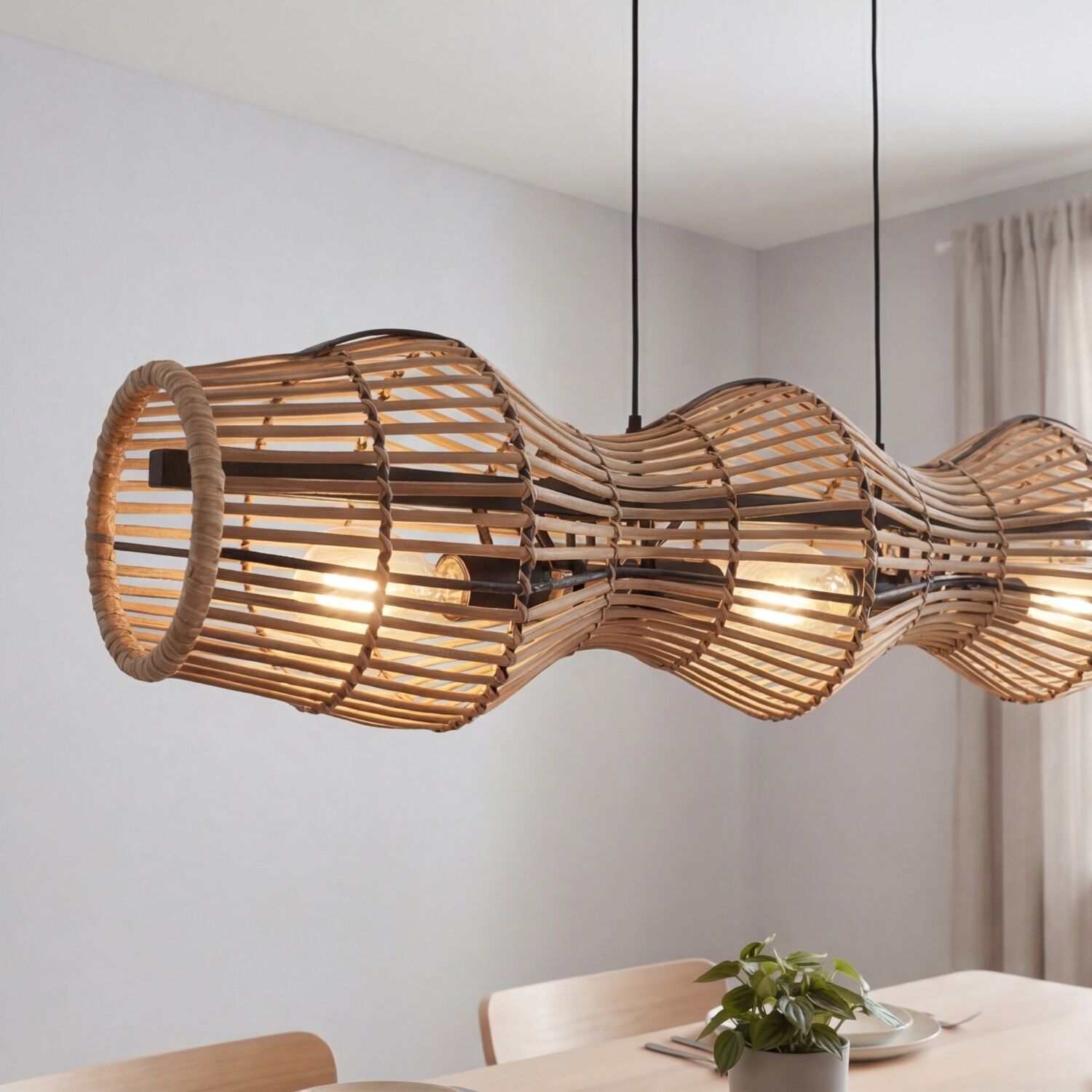 Hängelampe, Rattan, Lampe, Esszimmer, hängend