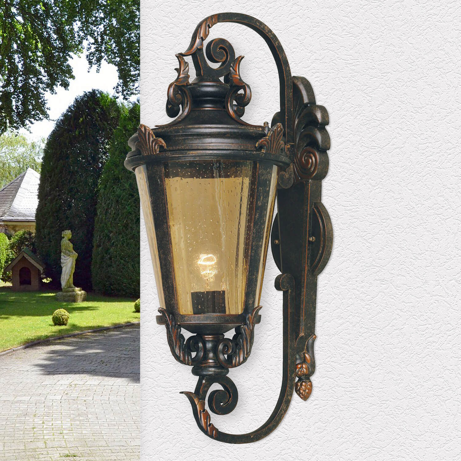 Wandleuchte Außen Laterne Braun Stahl IP44 Hof Lampe, Person, Leuchte