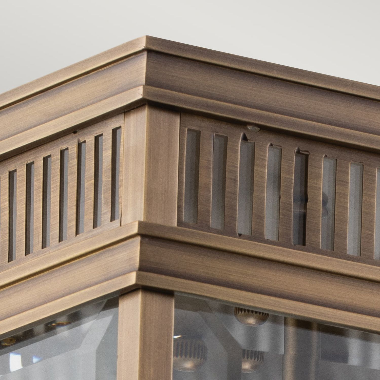 Deckenlampe außen Echt-Messing Glas E27 IP44 2-flammig holz, Lampe, Lampenkörper, Fassung, Glas/Gläser