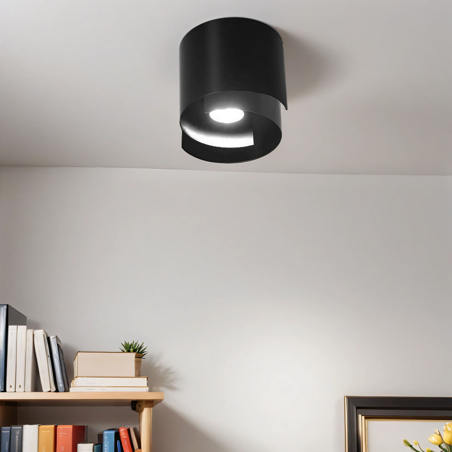 Deckenleuchte Schwarz Metall rund Modern GU10 Deckenleuchte, Lampe, Pflanze