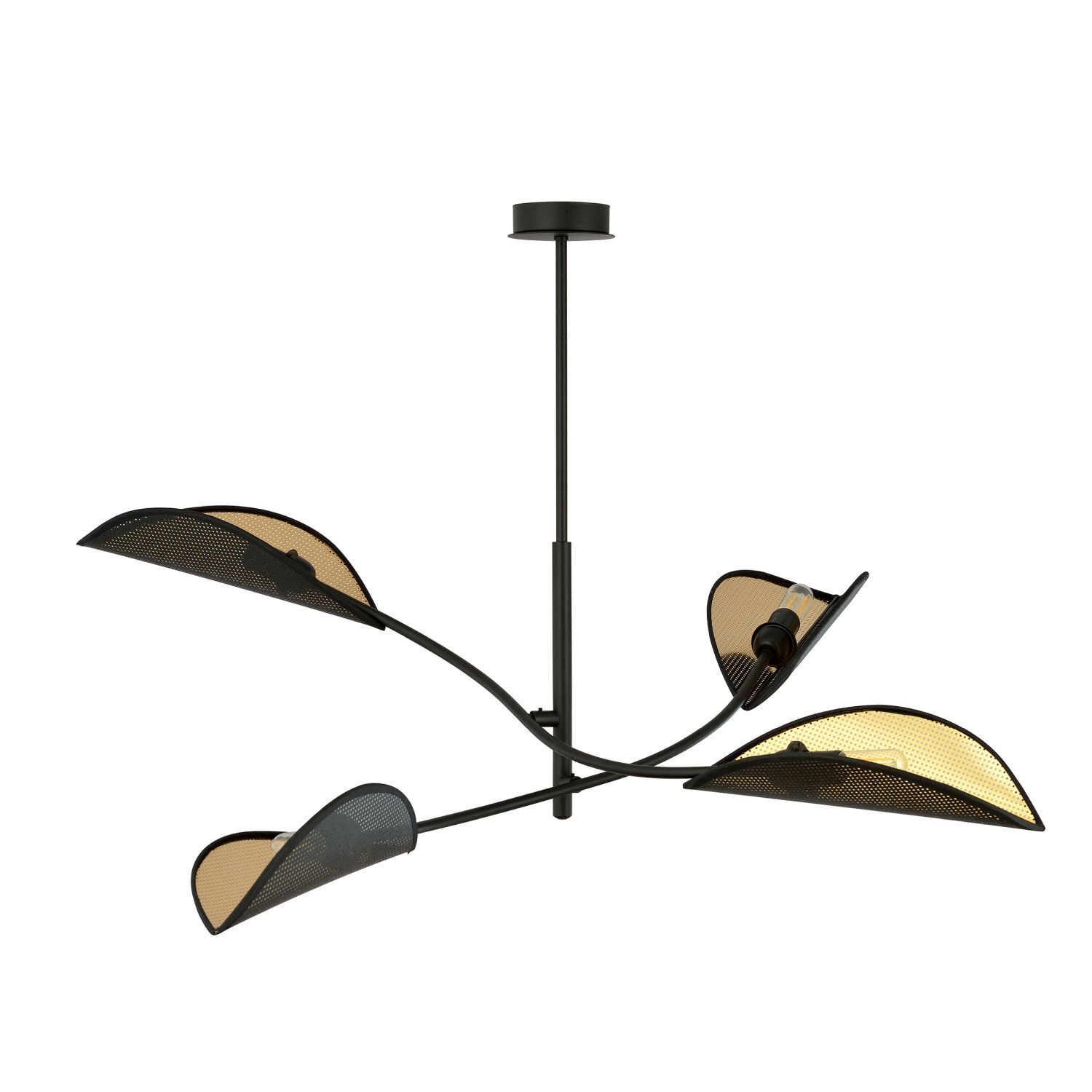 deckenleuchte-wohnzimmerlampe-modern-deckenleuchte-gold-becka-4x-e14-bis-10w-schwarz-gold-modern-design-le111095-01 Kronleuchter, Pendelleuchte, Deckenleuchte, Schwarzmetall, Perforierte Schirme