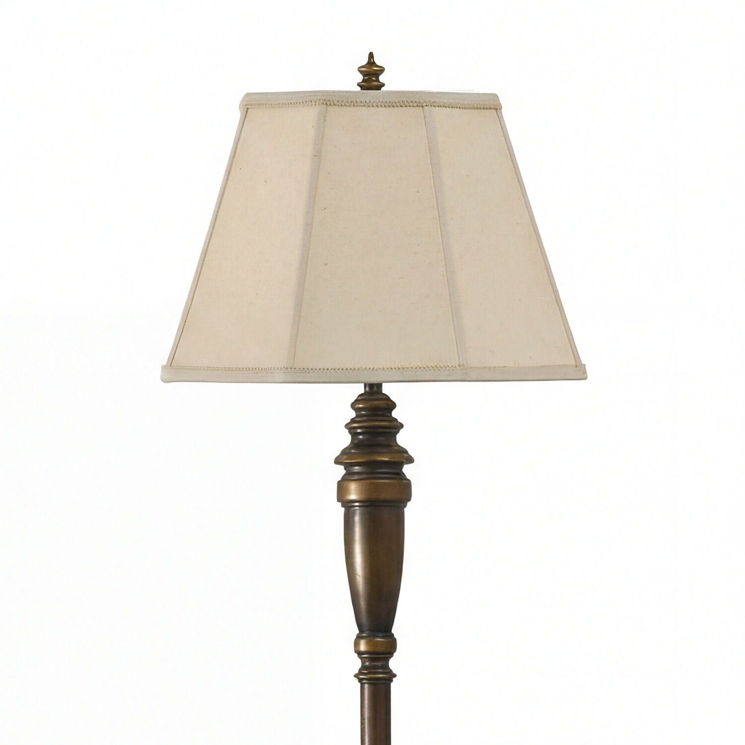 stehleuchte_stehlampe_helissent_1_flammig_bronze_antik_beige_klassisch_07 Tischlampe, Stehlampe, Lampenschirm, Holzständer, Beige