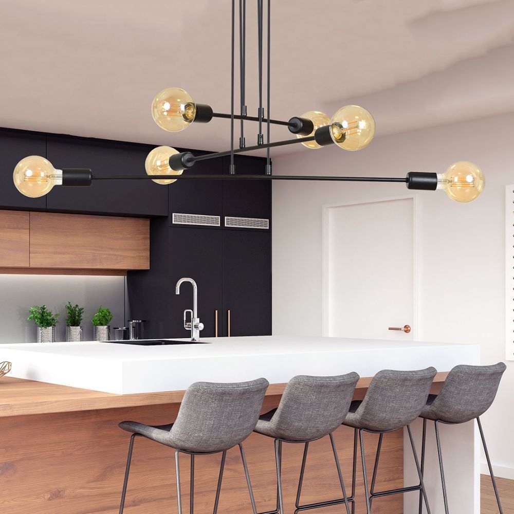 Lampe à suspendre Retro noir réglable pour 6x E27