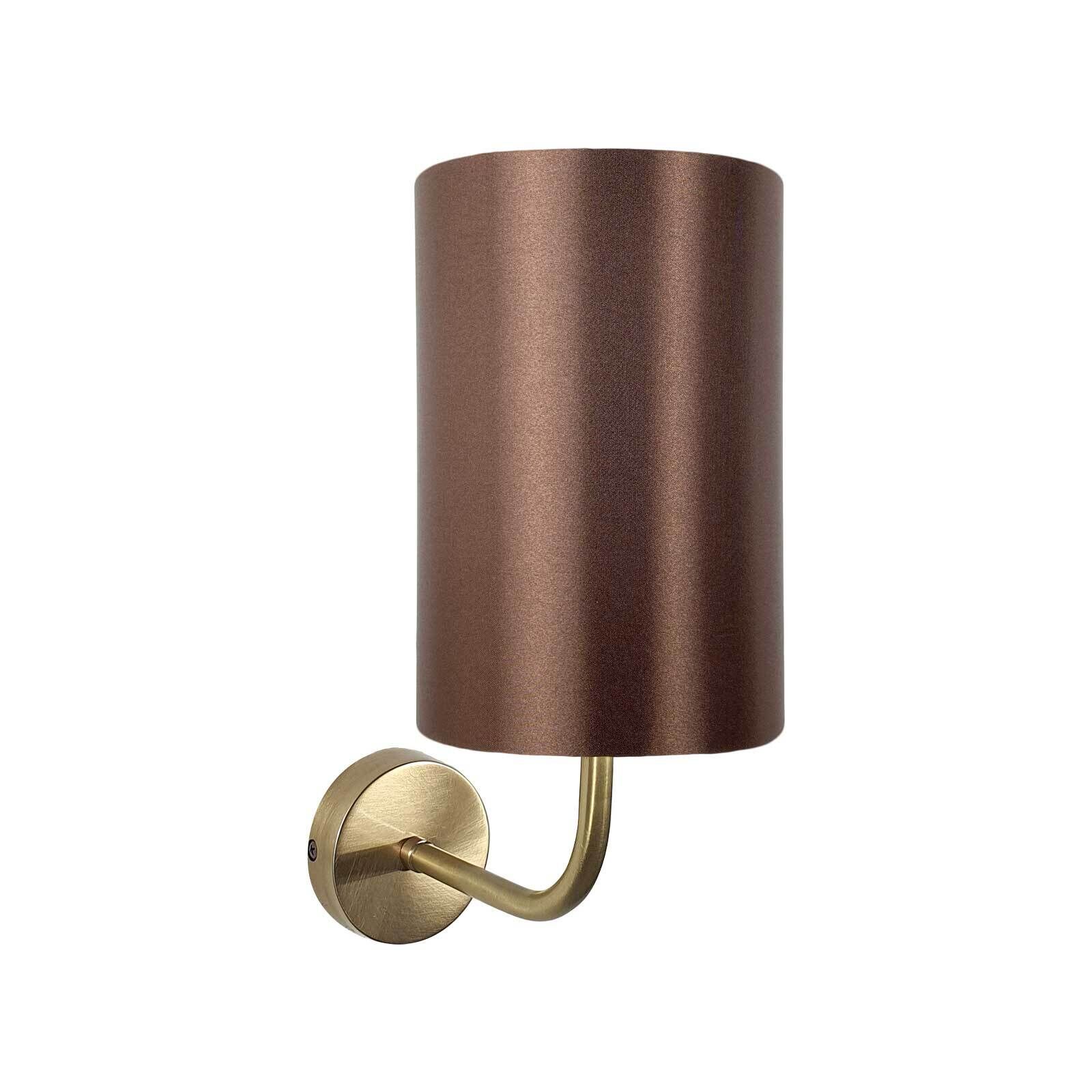 Wandlampe E27 in Bronze hell Braun H: 33 cm Stoff Messing