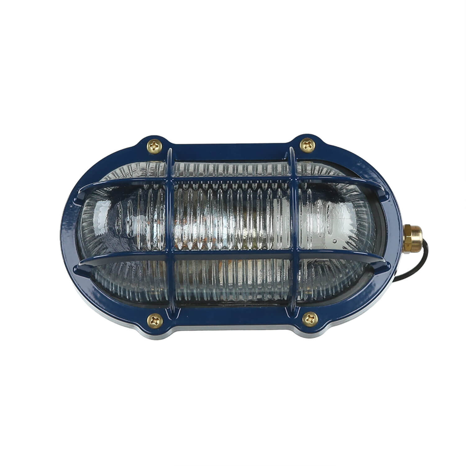 Wandlampe außen Keller Glas Echt-Messing E27 IP64 B: 21 cm Nautische Leuchte, Schiffslampe, Außenleuchte, Gitterrahmen, Bullenringglas