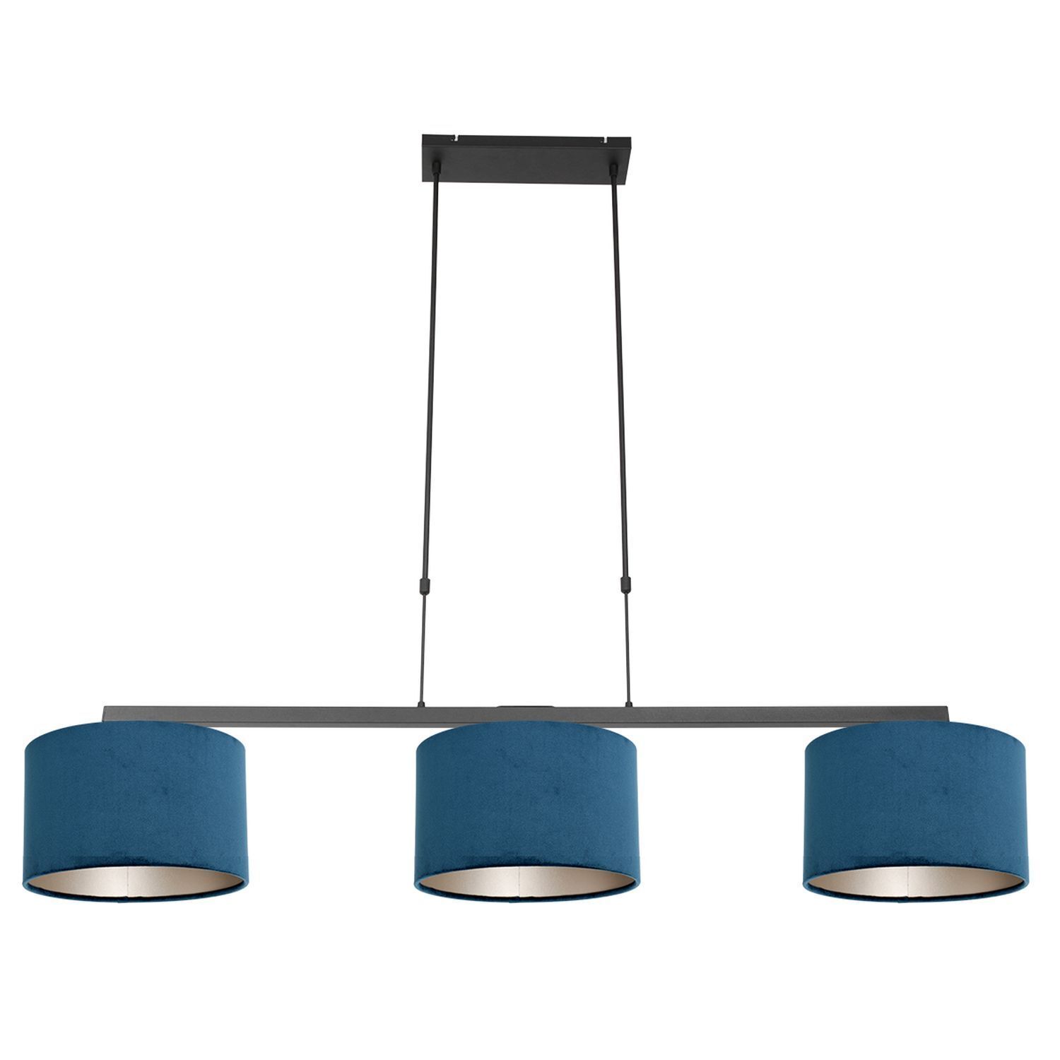 Confortable lampe à suspendre Noir Bleu Métal Tissu 140 cm
