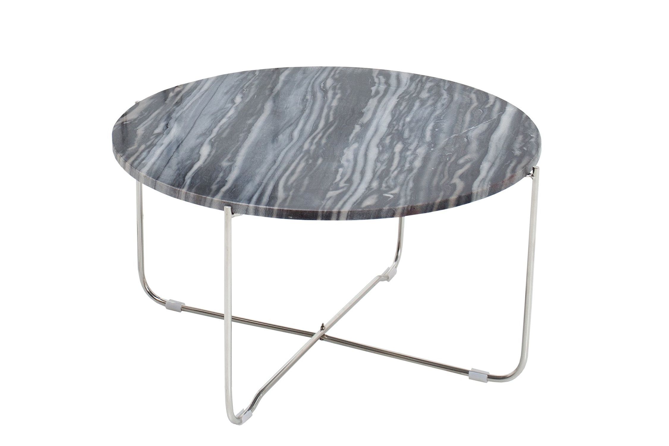 Table basse en marbre métal gris argenté 62 x 62 cm