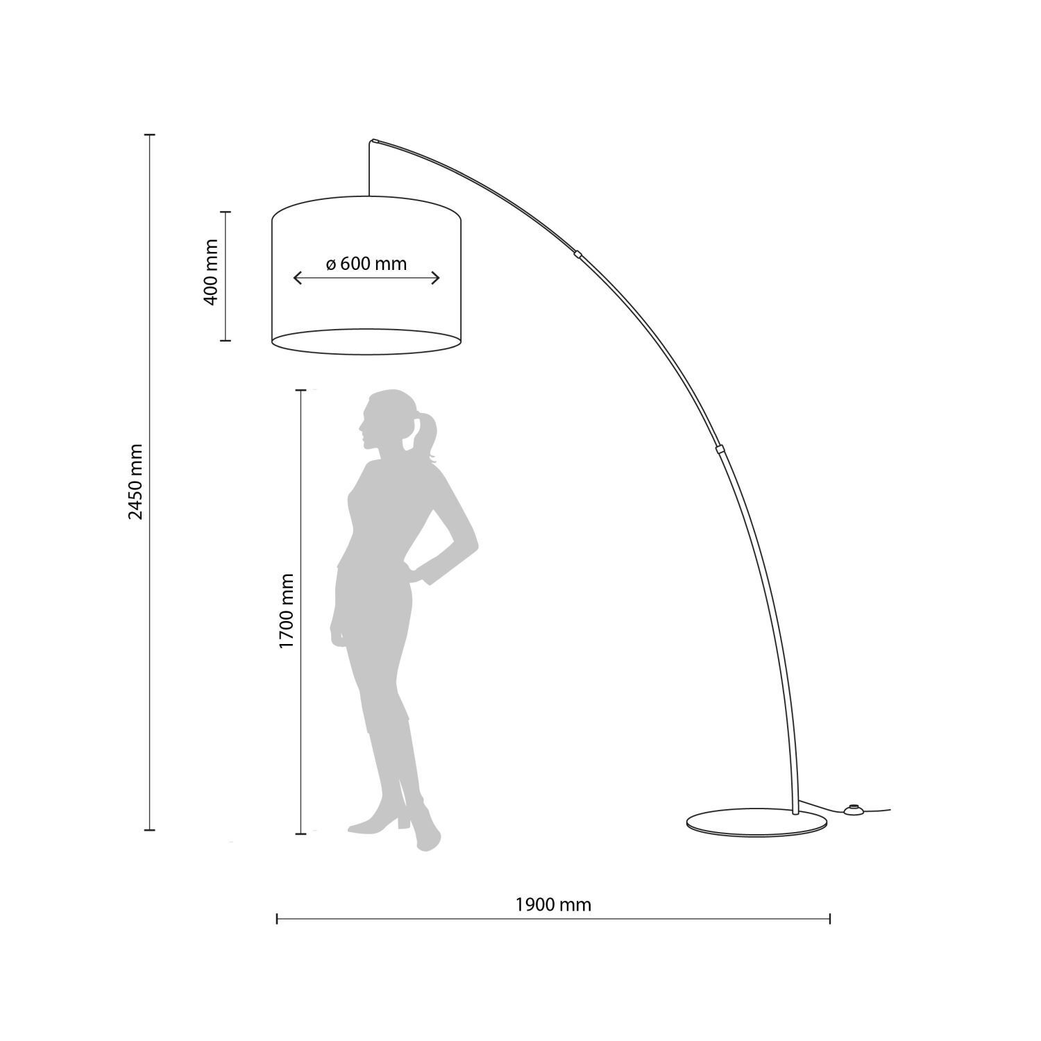 stehleuchte-stehlampe-aurea-1-flammig-schwarz-graphit-modern-291-3 arc lamp, floor lamp, curved arc, industrial lamp, lamp shade