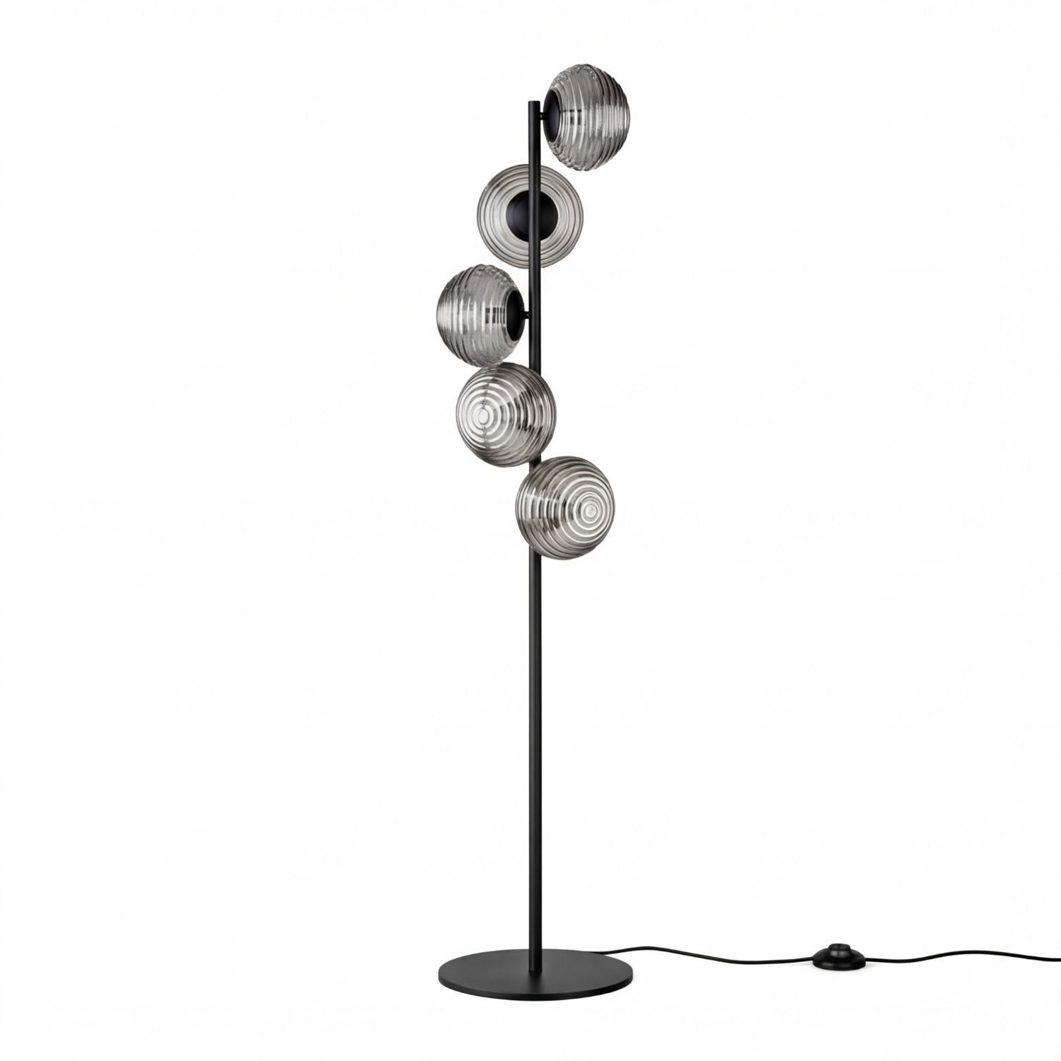 Stehlampe, Lampenständer, Kugel-Lampe, Metalldesign, Spiralförmige Kugeln